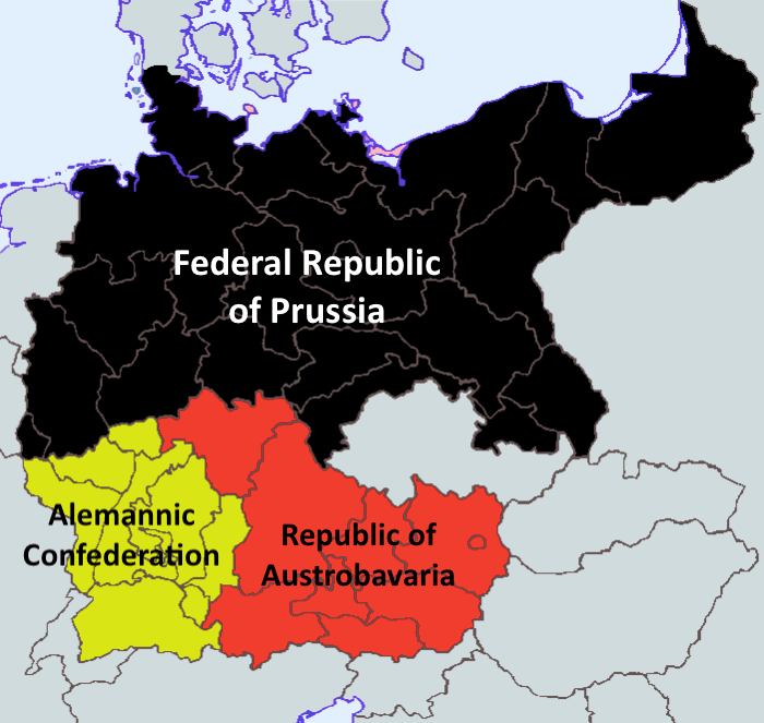 Three German States Reimagined Prussia, Alemannia and Austrobavaria