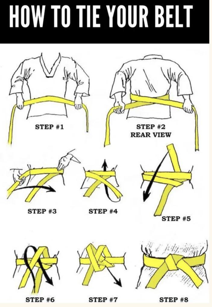 Here’s how you tie a belt in most martial arts. r/coolguides