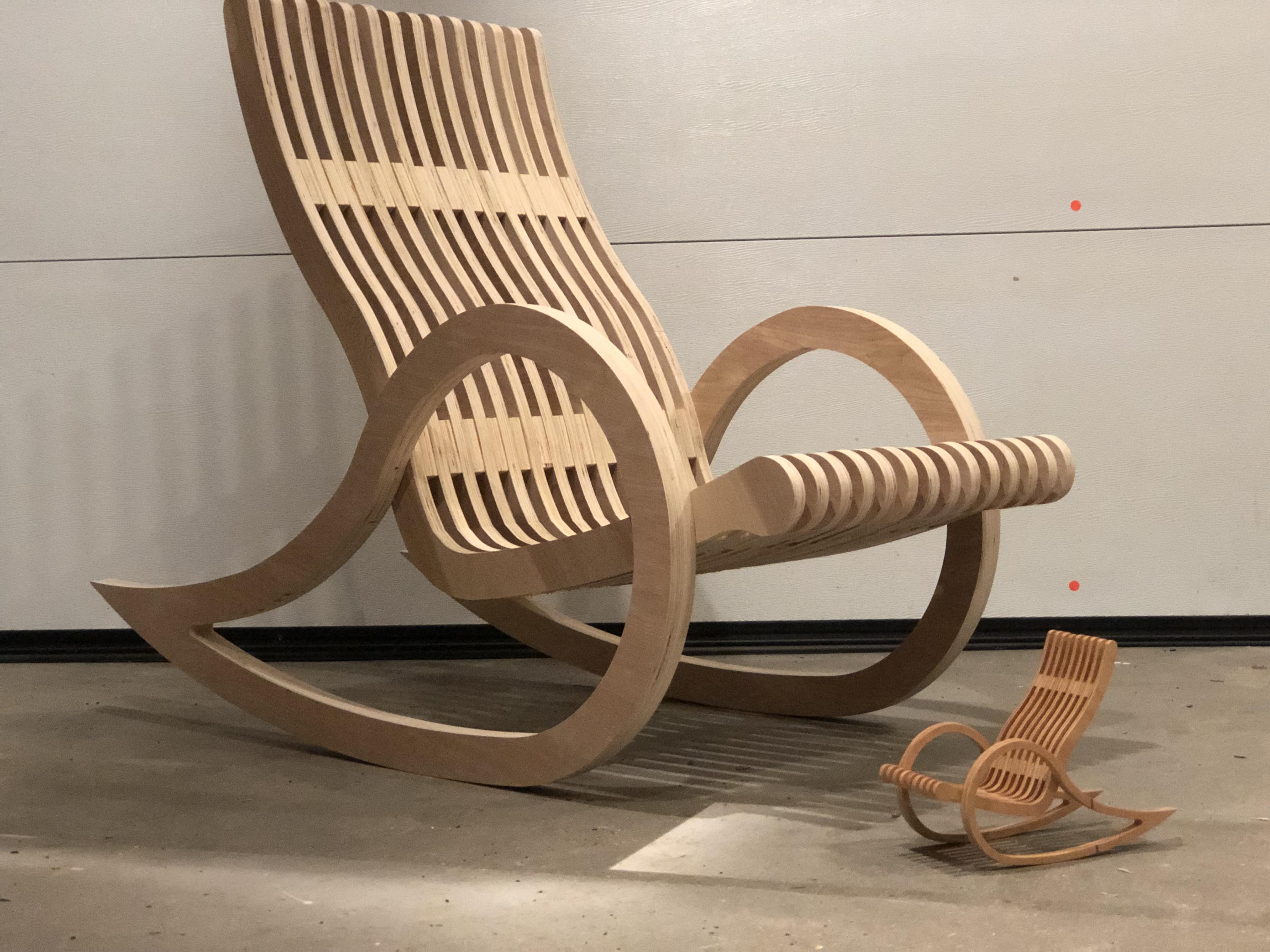 Plywood challenge rocking chair. Used a sheet and a half of 3/4” maple