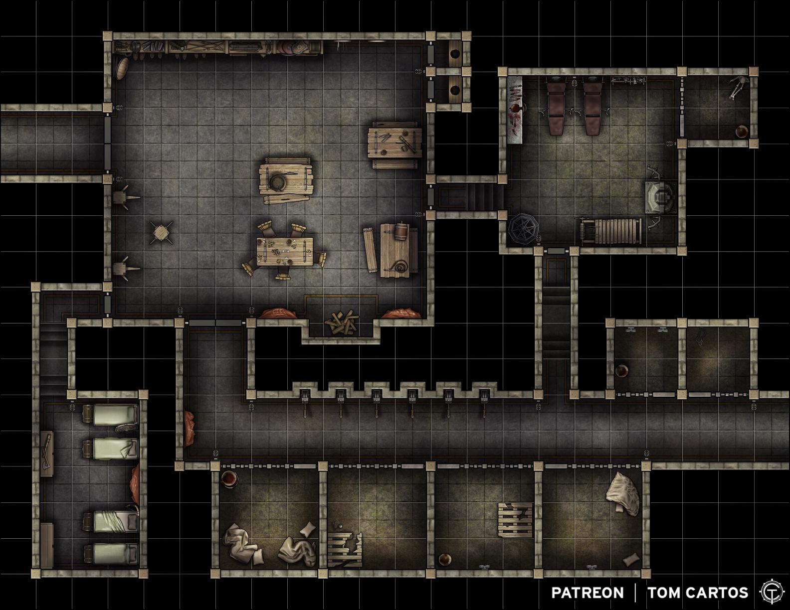 [22x17] Prison and Guard Room [Battlemap] r/FantasyMaps