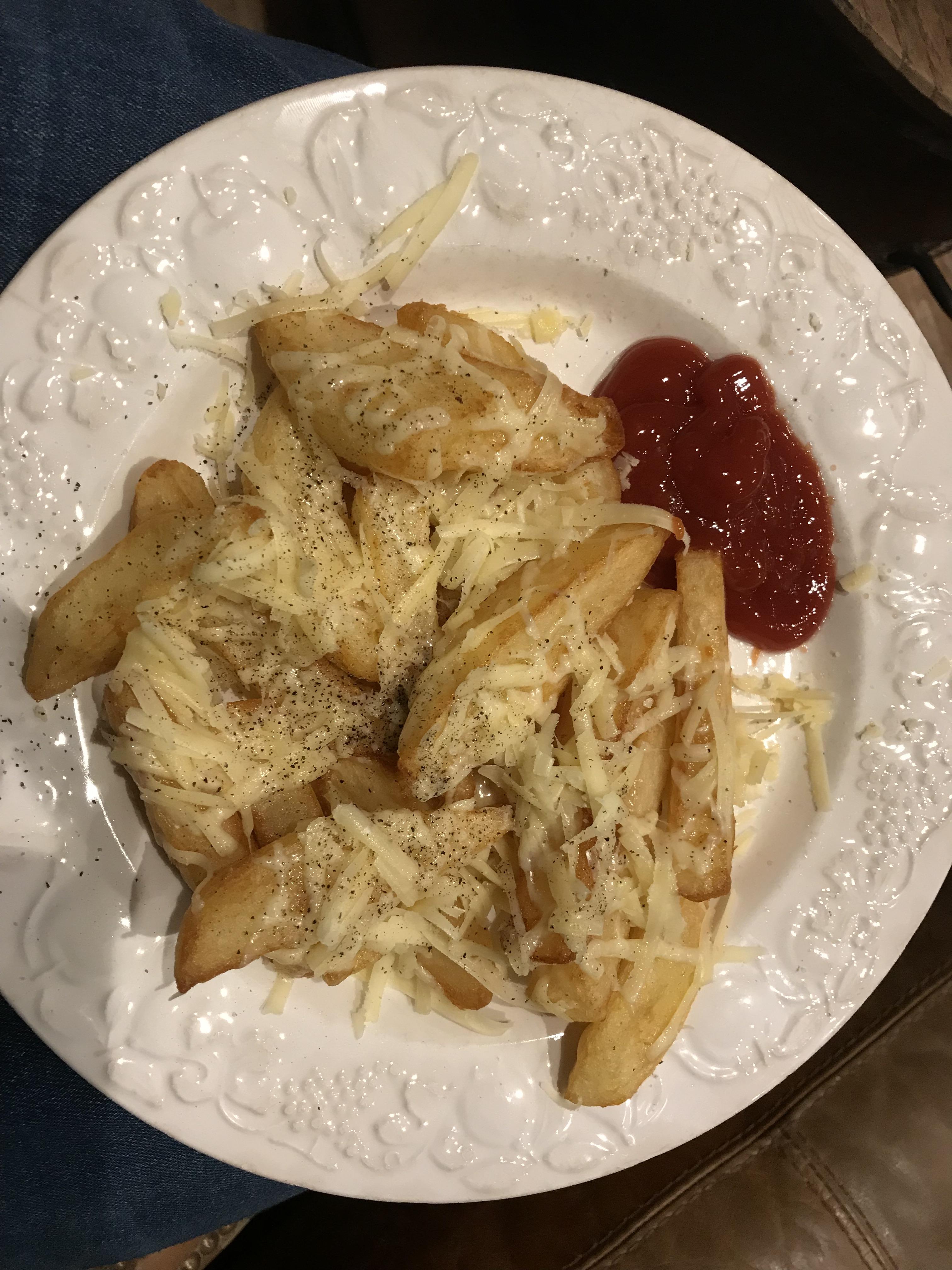 Chips. Cheese. Ketchup. r/shittyfoodporn