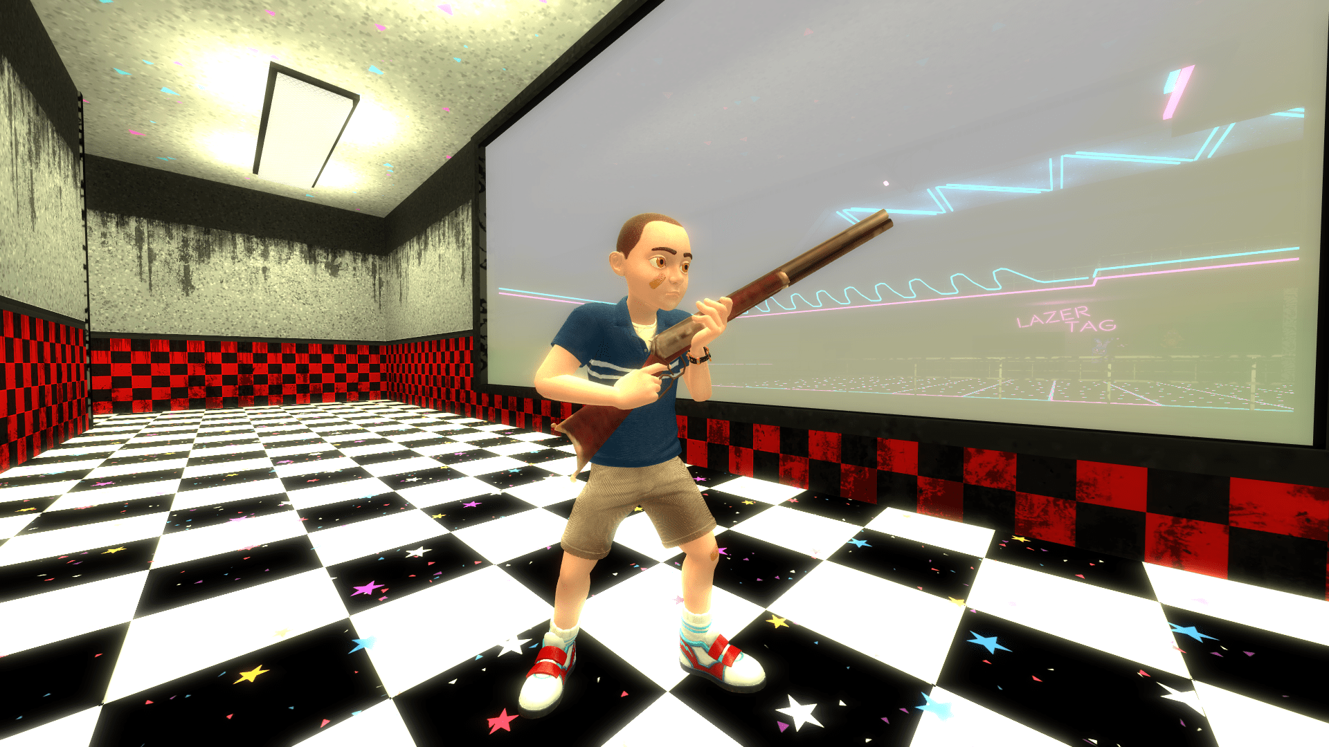 Gregory returns to the pizzaplex after losing his hair and brings a gun