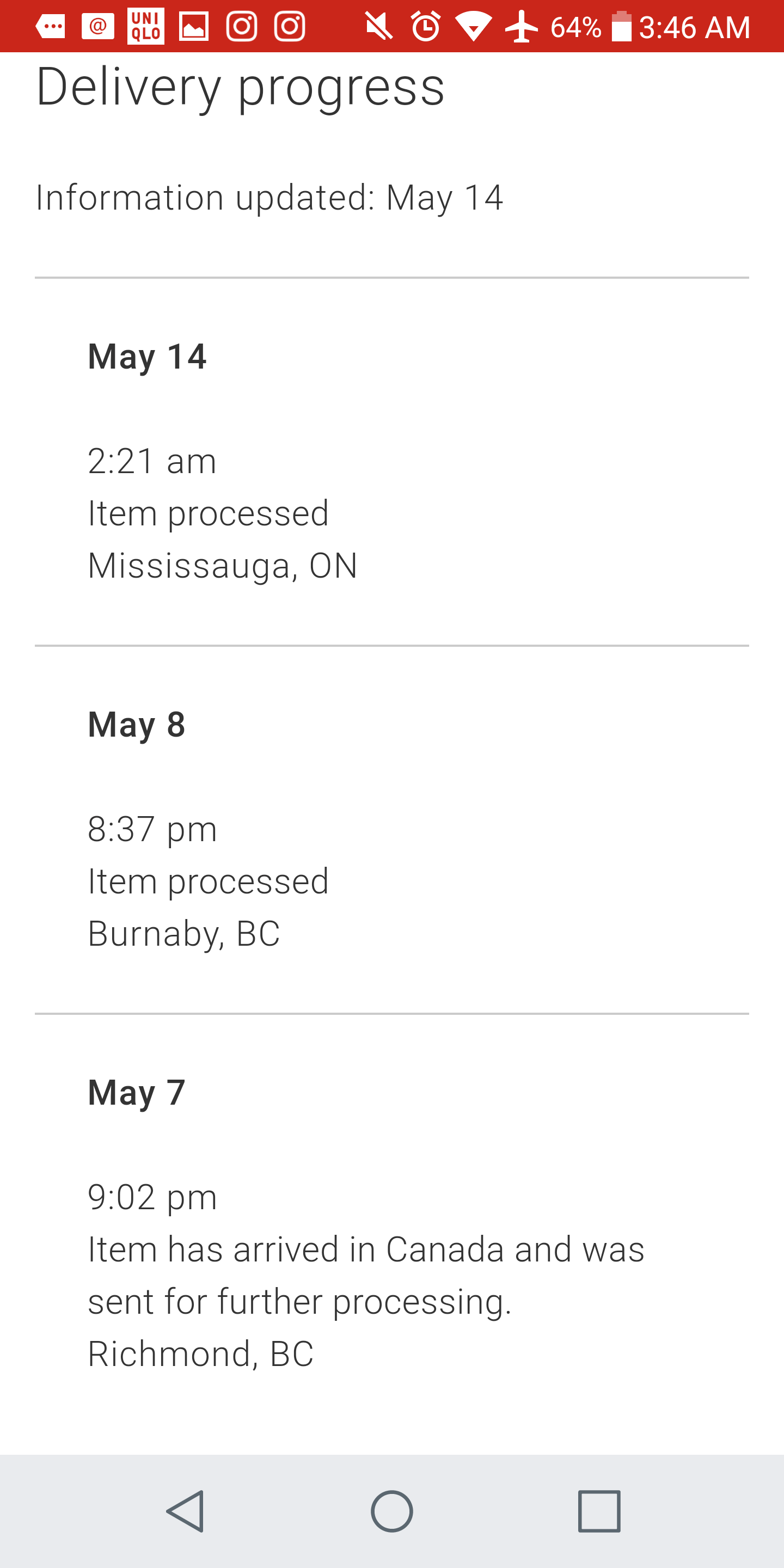 Expected Delivery is end of day today (May 14th) how likely am I to get it on time? 😂 r/CanadaPost