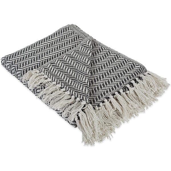 50 x 60 Cotton Herringbone Blanket Throw with Fringe 10.60 shipped w