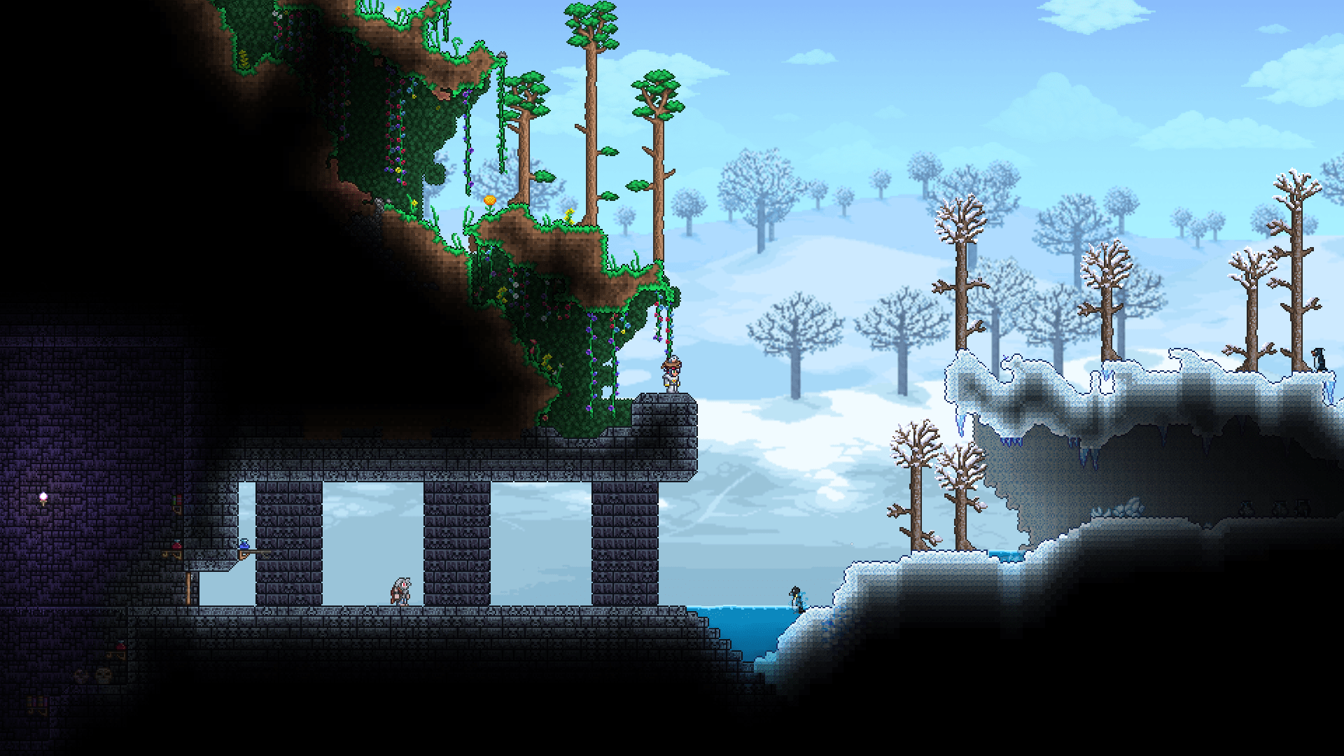Buried Dungeon right next to the Ice Biome r/Terraria