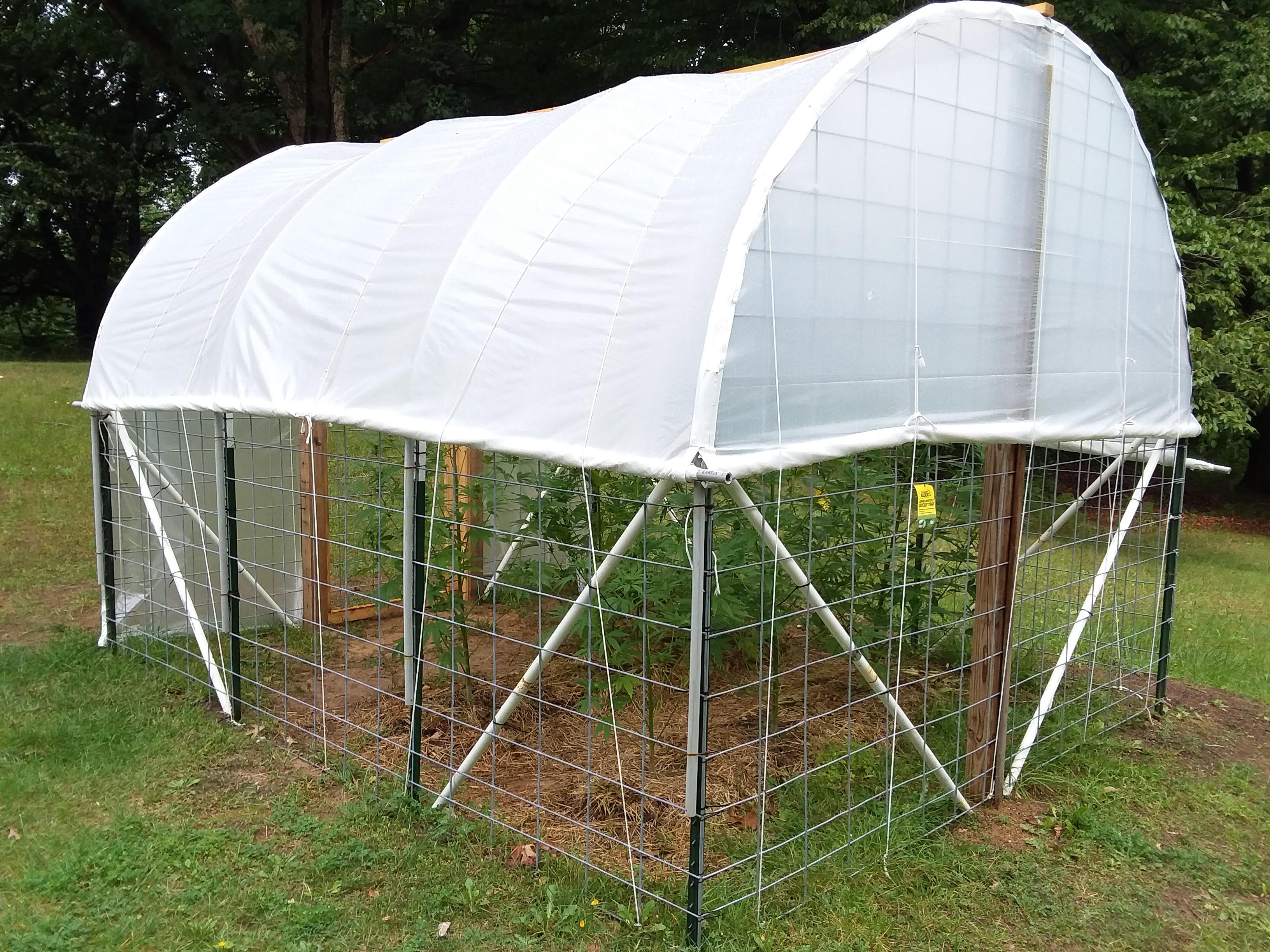 Update DIY greenhouse with the plastic on
