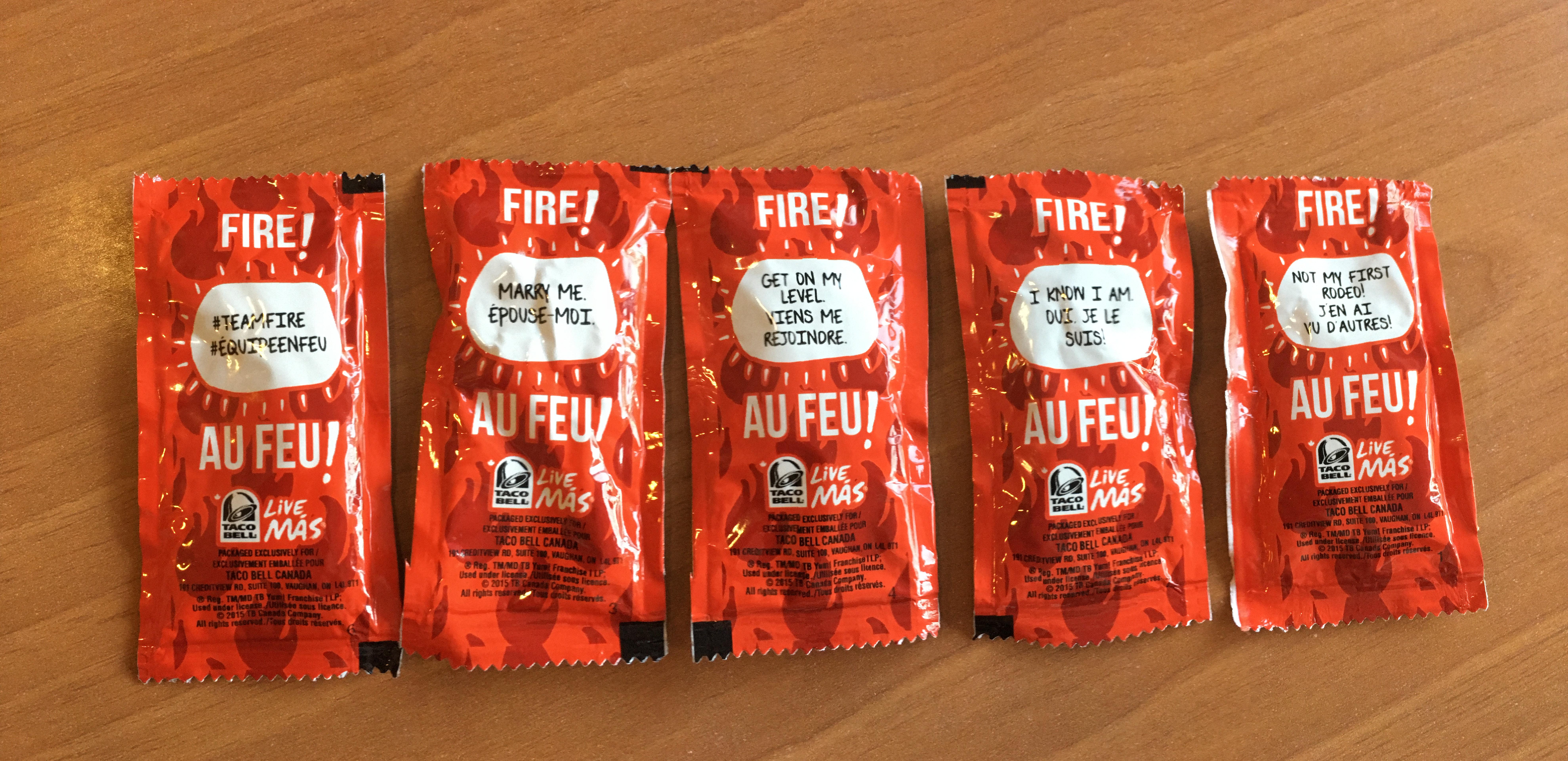 Taco Bell Fire Sauce Packets
