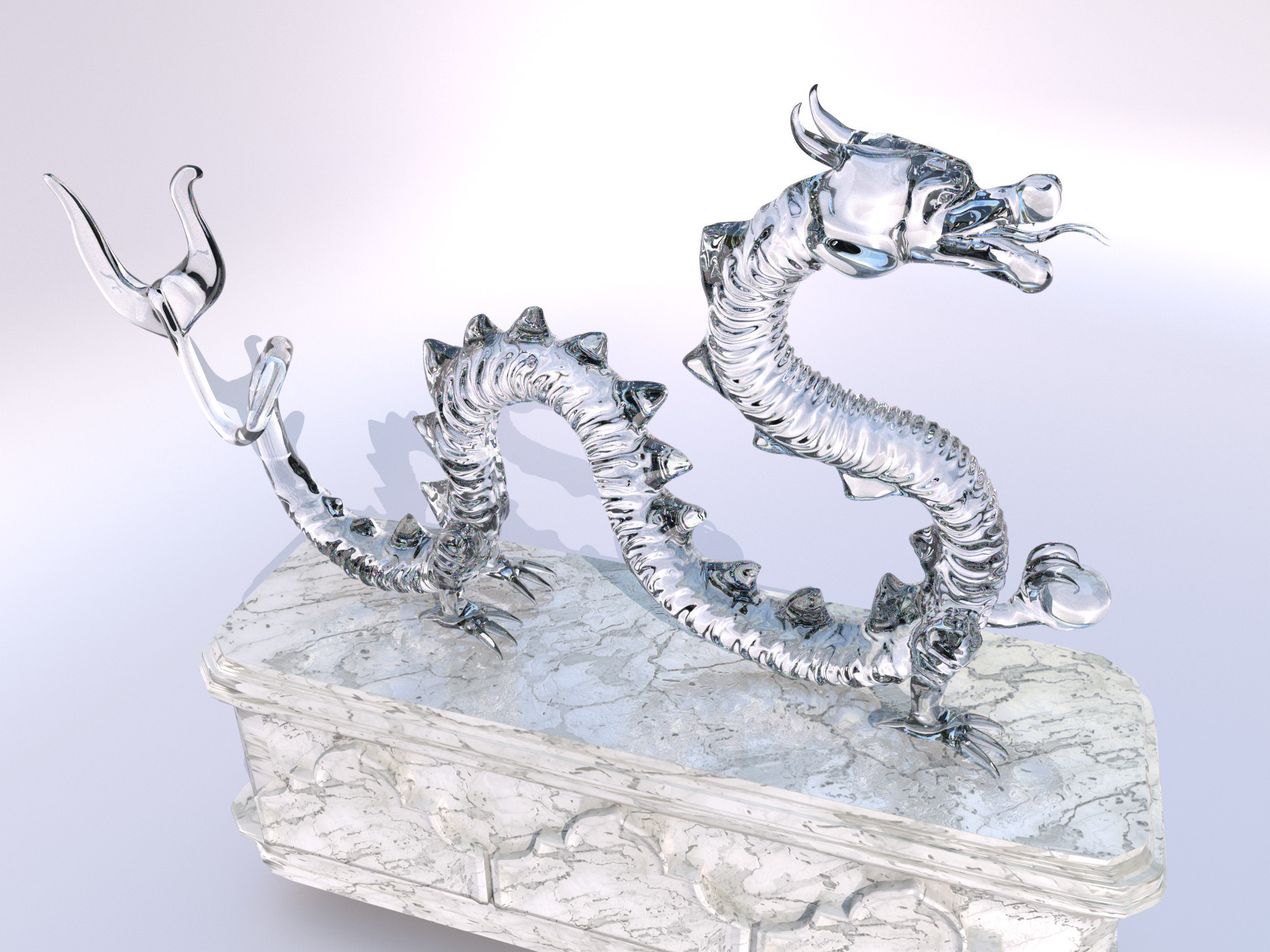 Dragdörr Glas Glass Dragon Statue blender