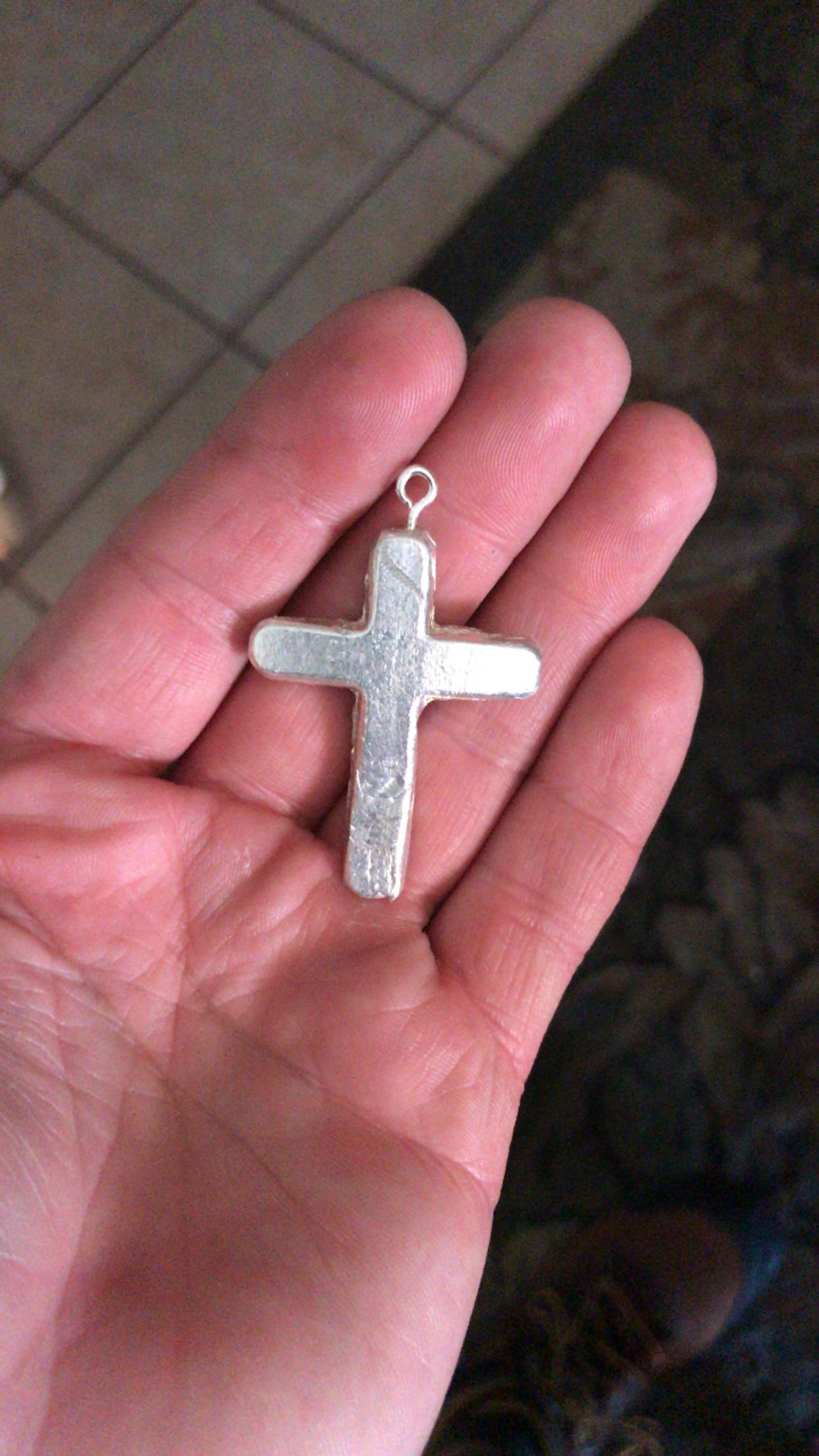 Finished my first pure silver cross necklace! Took a bit to drill the