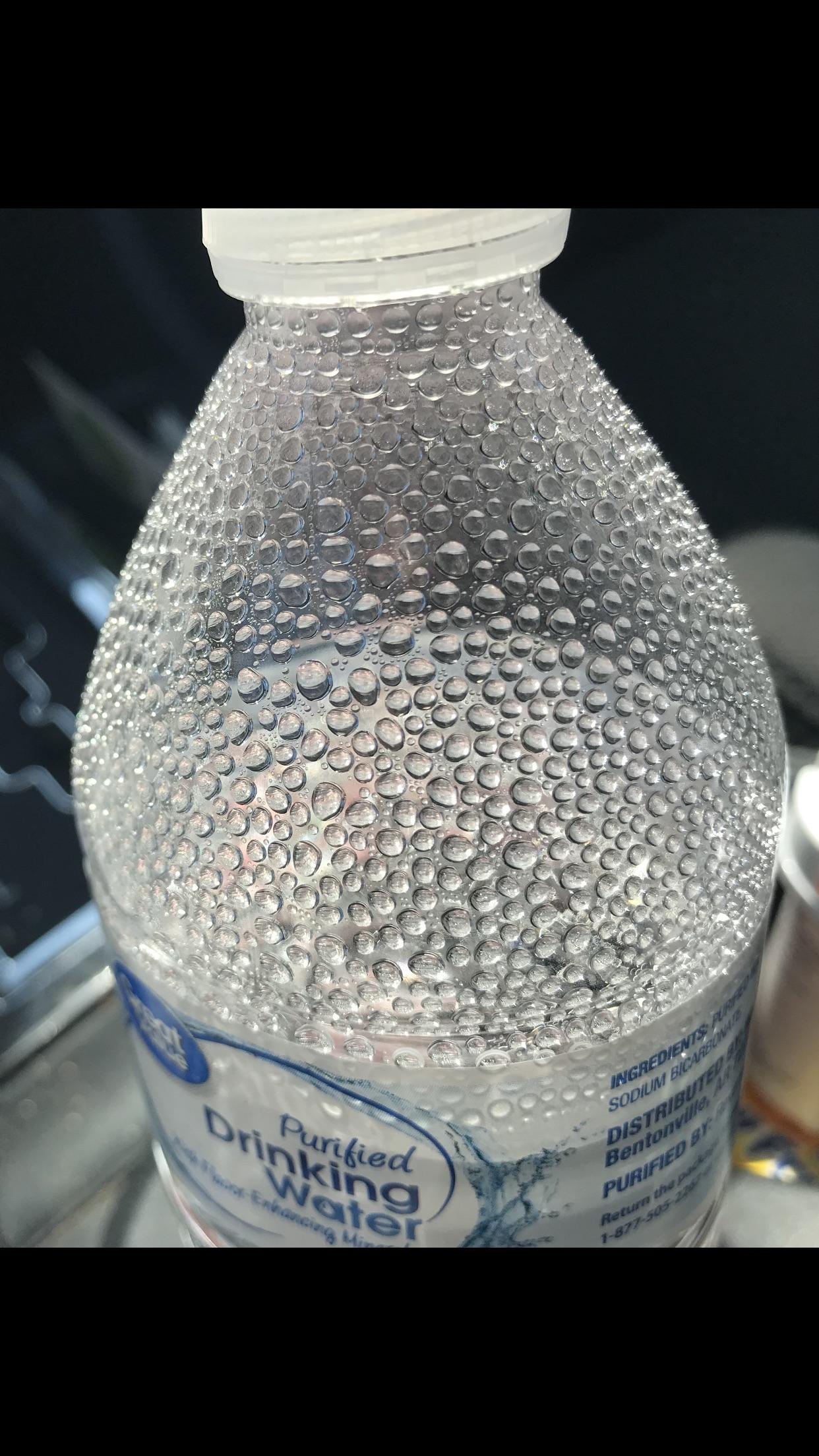 The way the bubbles in my water bottle formed after sitting in a hot