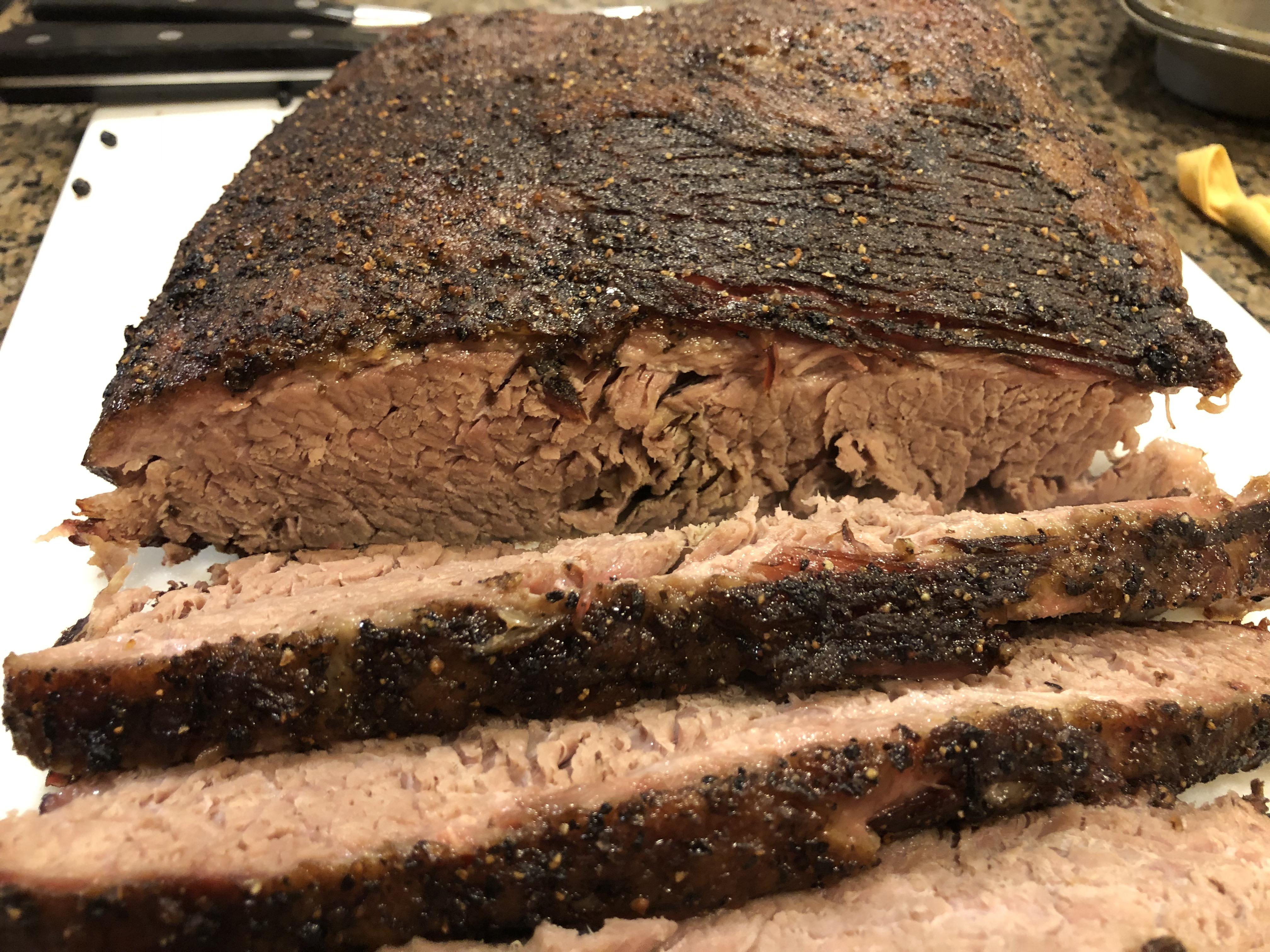Pretty happy with my “smoked” sous vide & oven brisket. I sous vided for 3 days and baked for 2