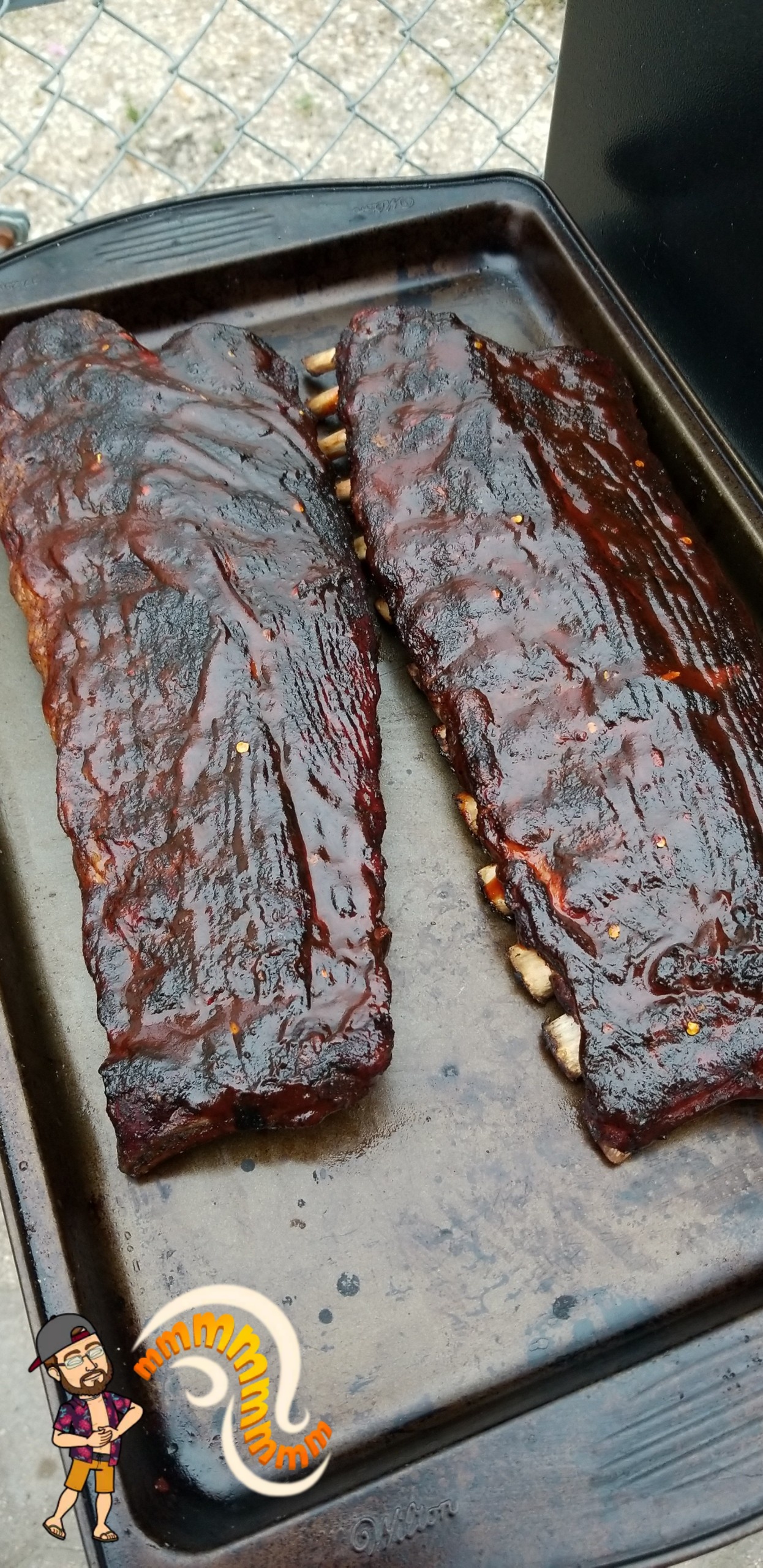 Couple slabs of pork ribs done th the Traeger r/meat
