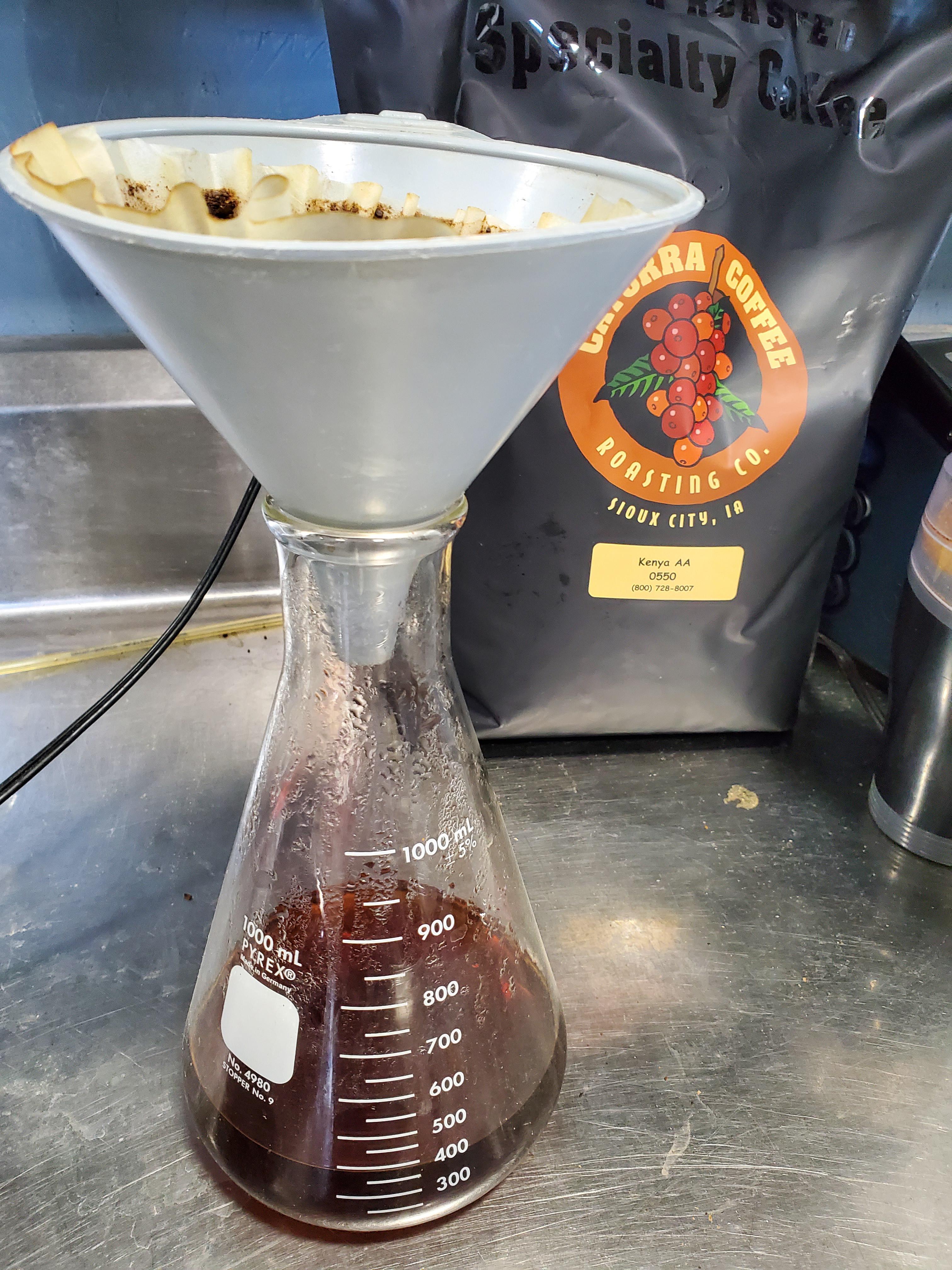 Broke the coffee pot right before a 7 hour canning run. Erlenmeyer pour