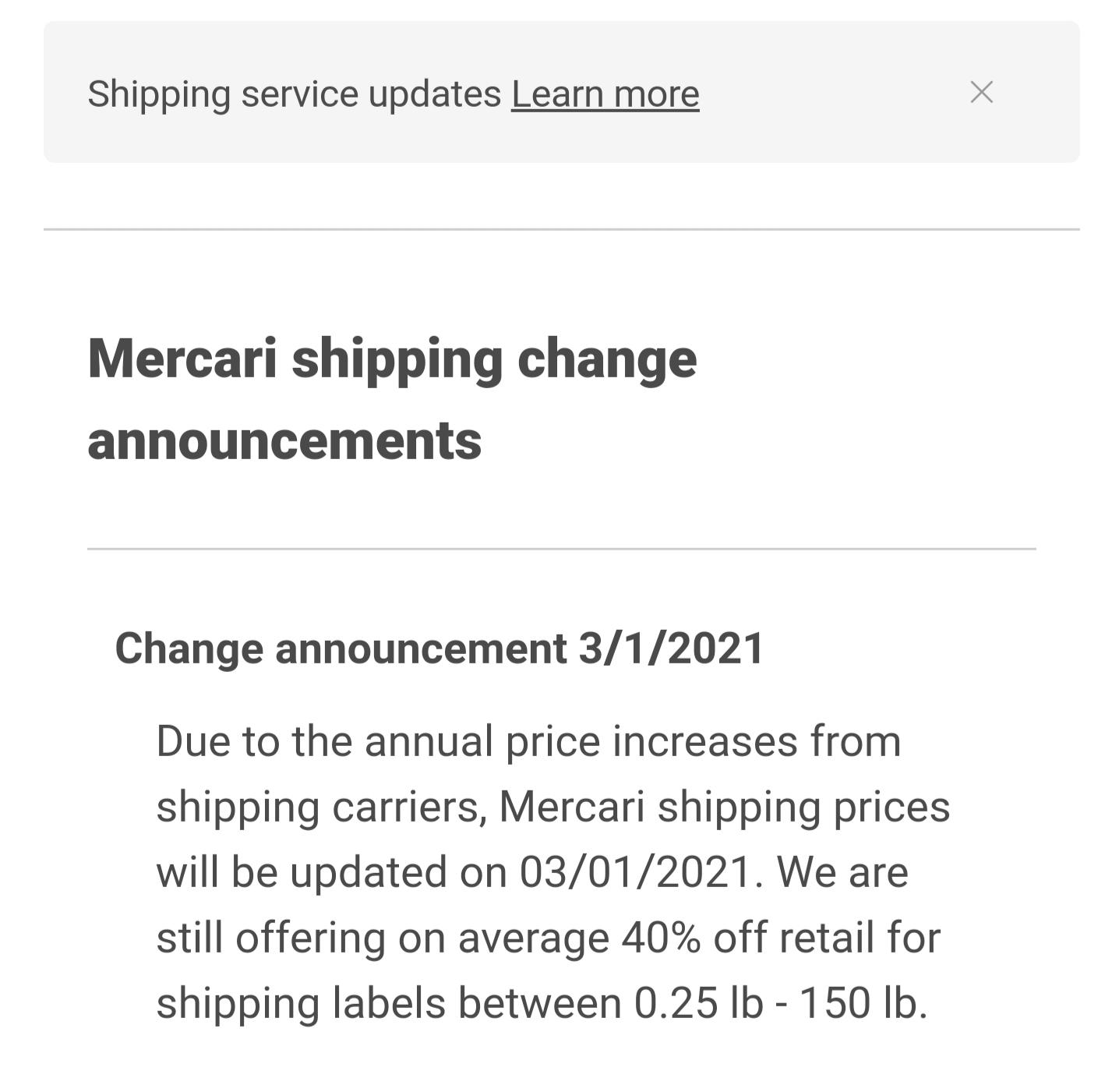 Not looking forward to higher shipping rates ( r/Mercari
