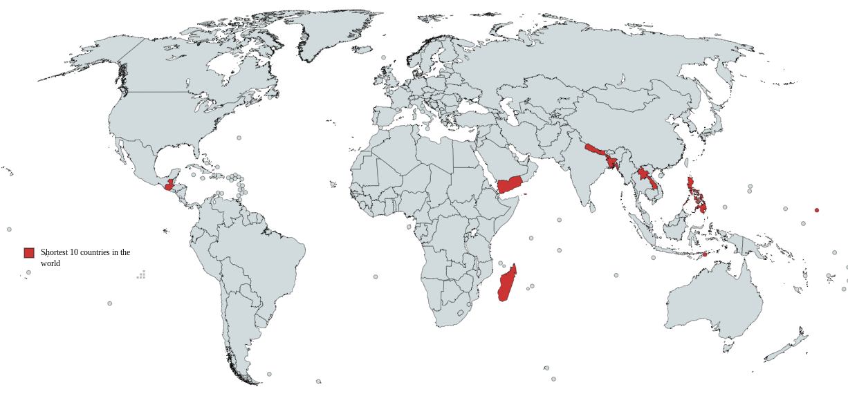 Reupload of Map with Shortest Countries on Earth r/MapPorn