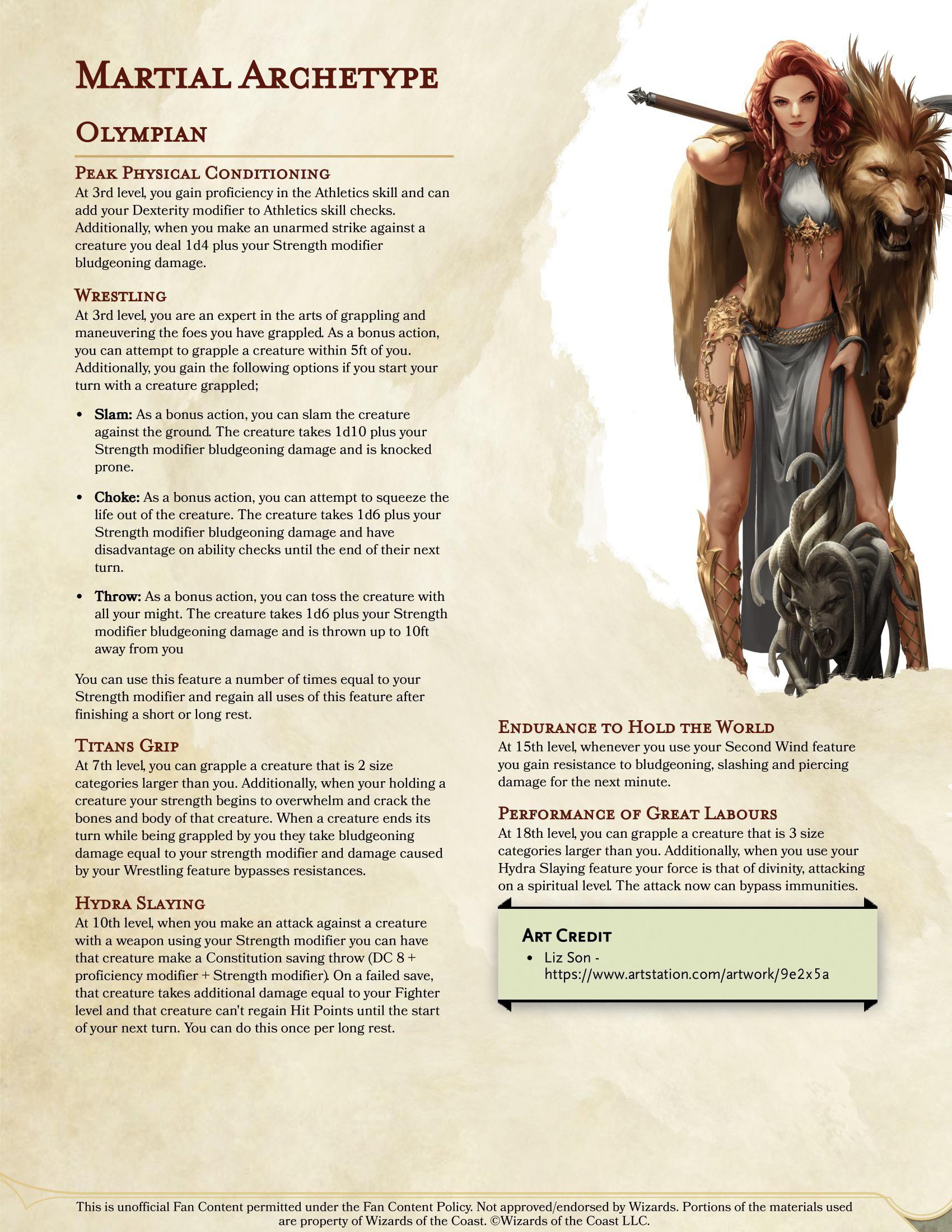 Fighter Olympian Slay the hydra and wrestle with gods with this fighter subclass for DnD 5e