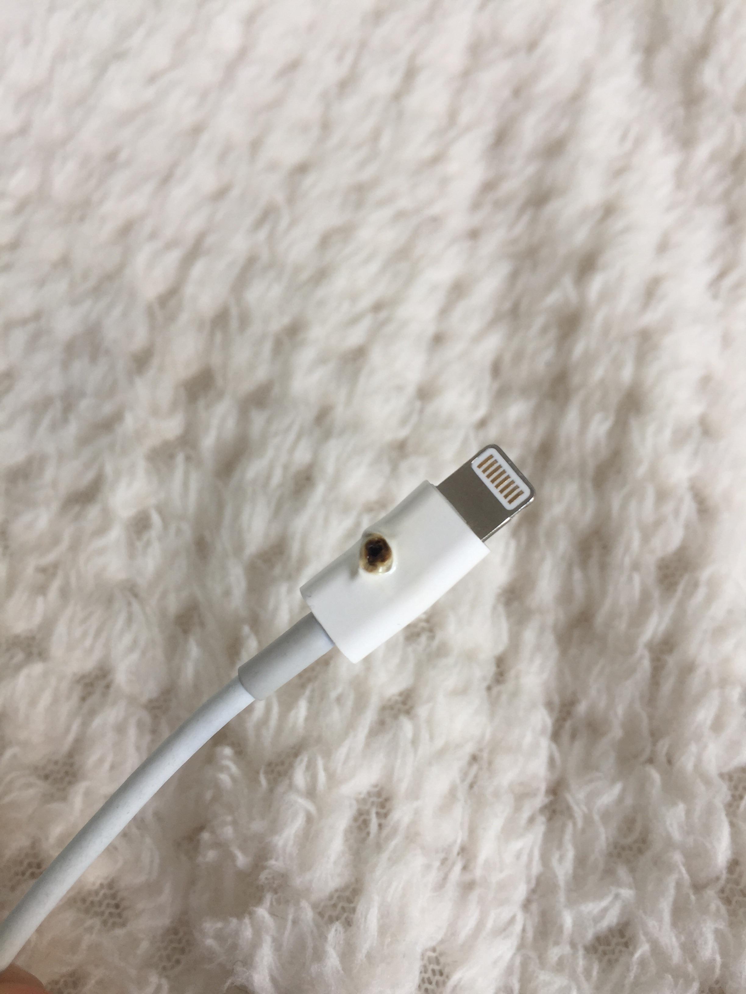 Be careful with cheap BigW iPhone cables! This one lighted the carpet