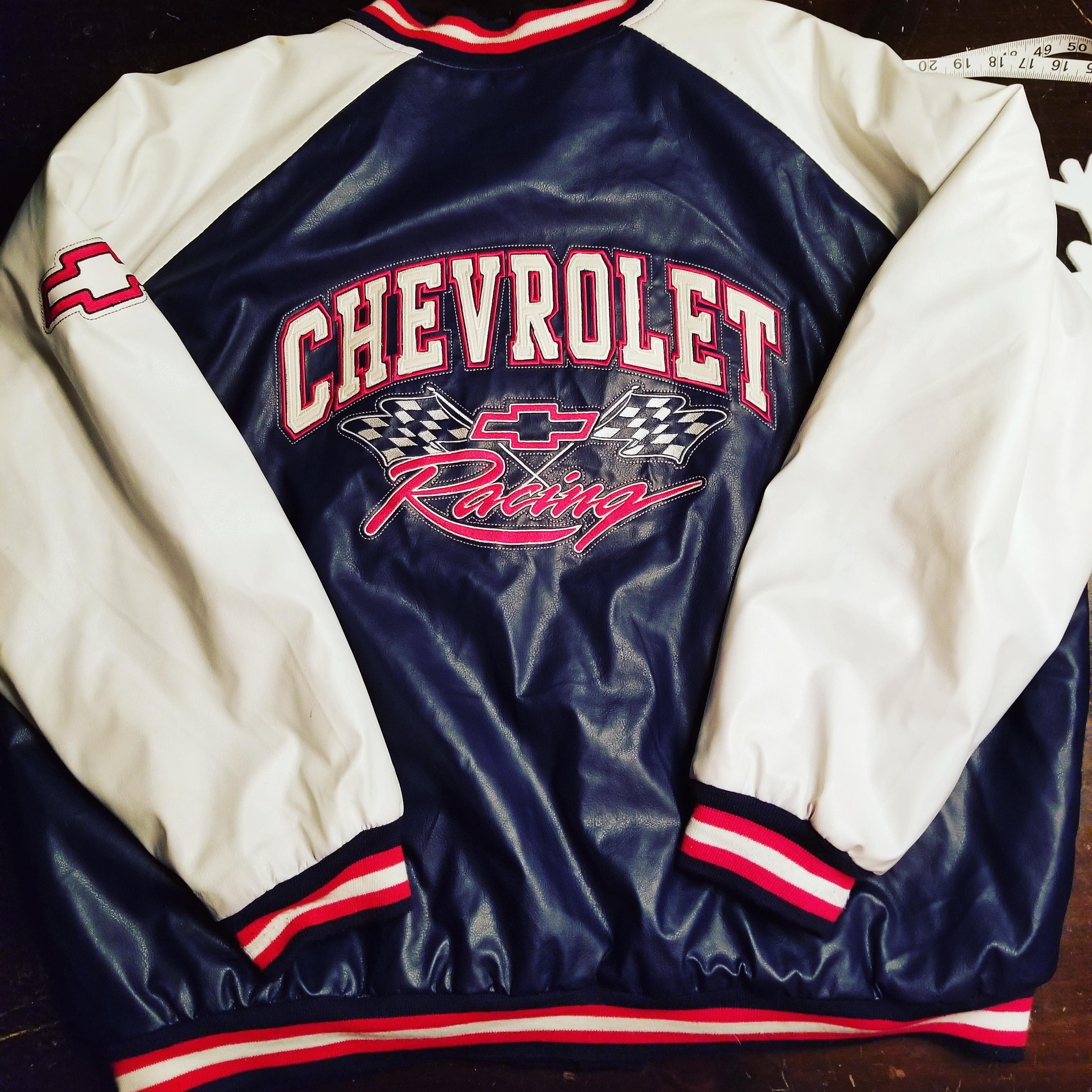 Sweet faux leather Chevrolet racing jacket that fits me amazingly! r/ThriftStoreHauls