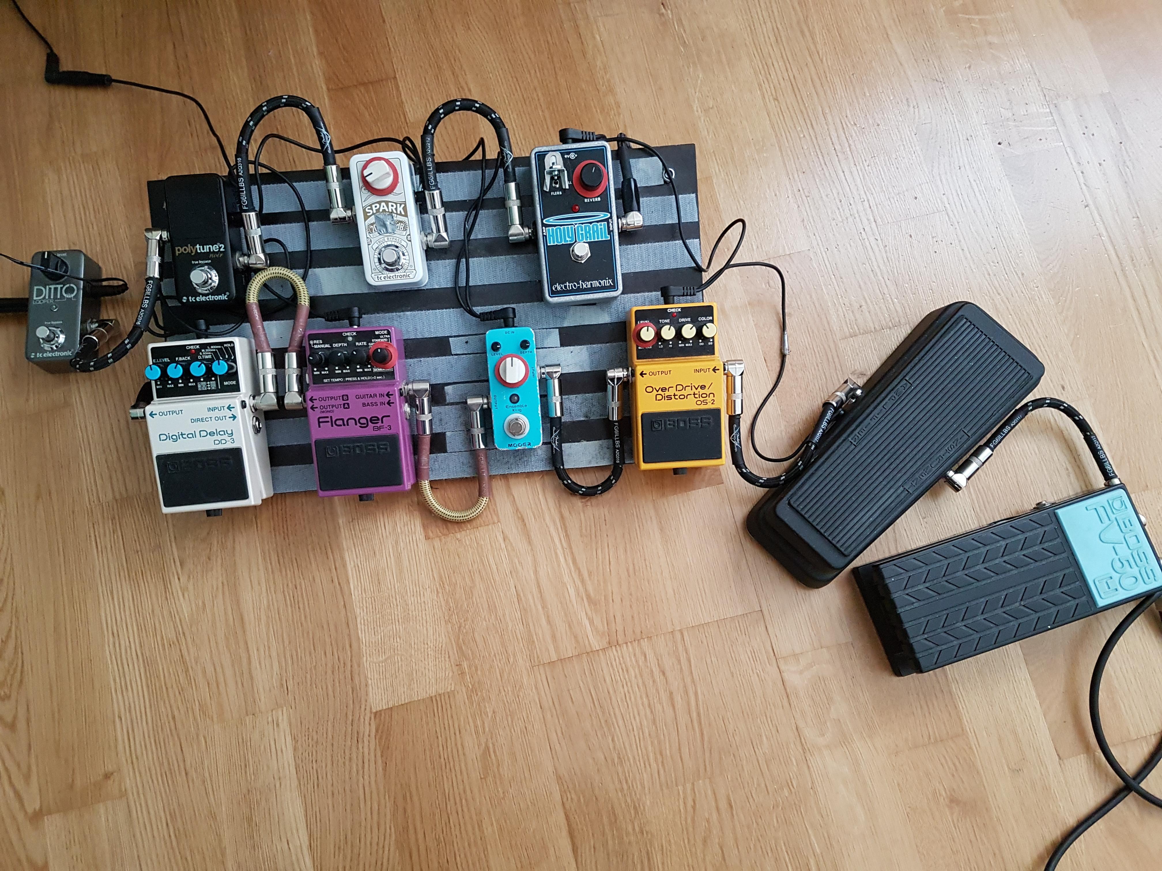 Here is my humble pedal board. A collection of 3 years with a budget