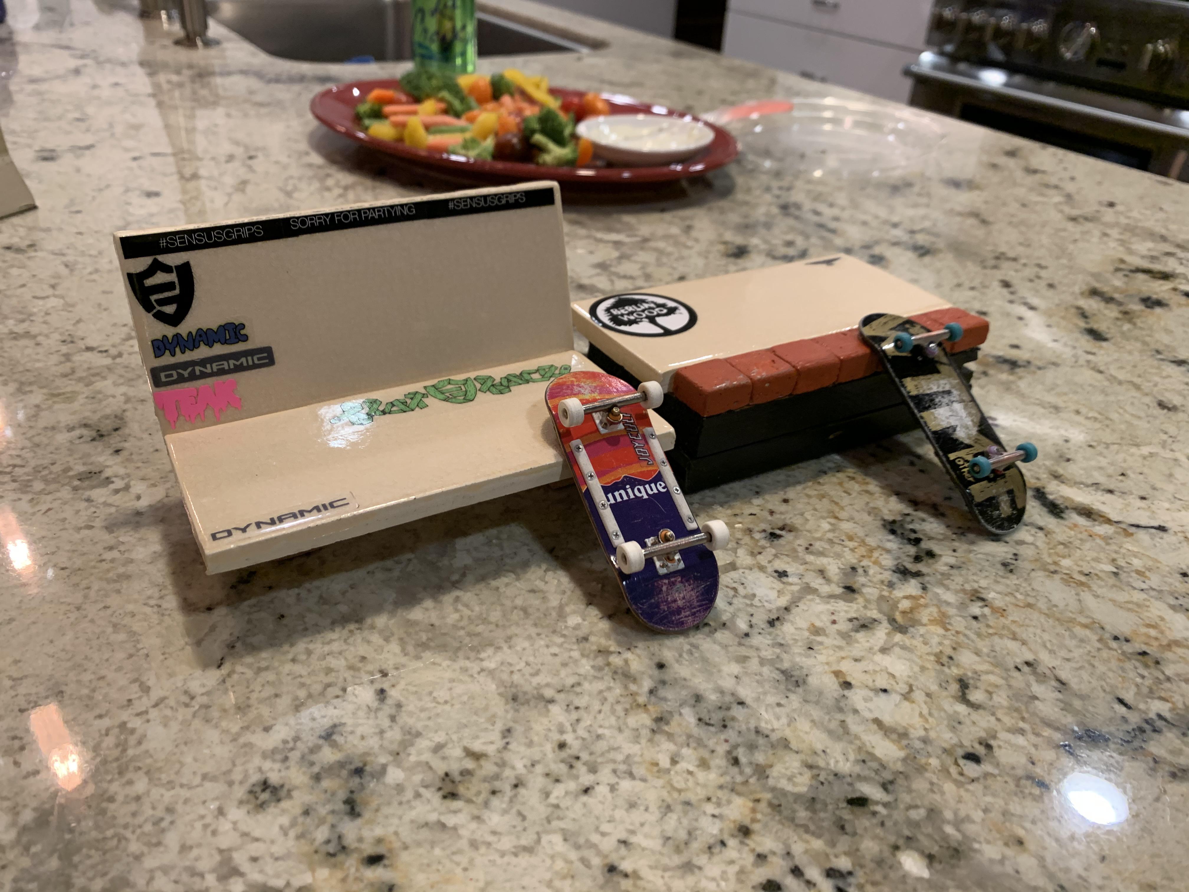 Some fun diy ramps Brick box and tile bench, super fun! r/Fingerboards