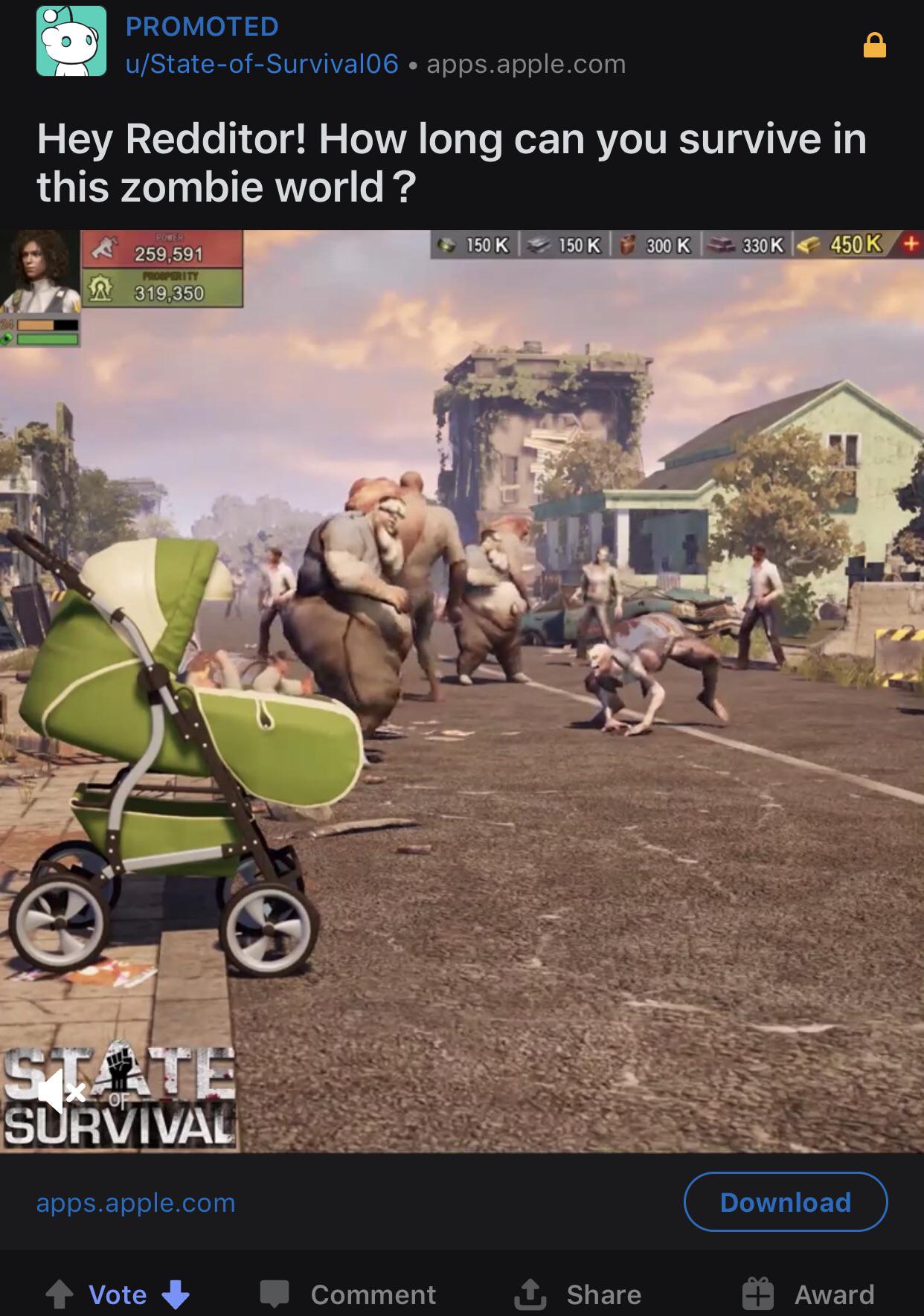 Apple app "State of Survival" has been aggressively advertising using