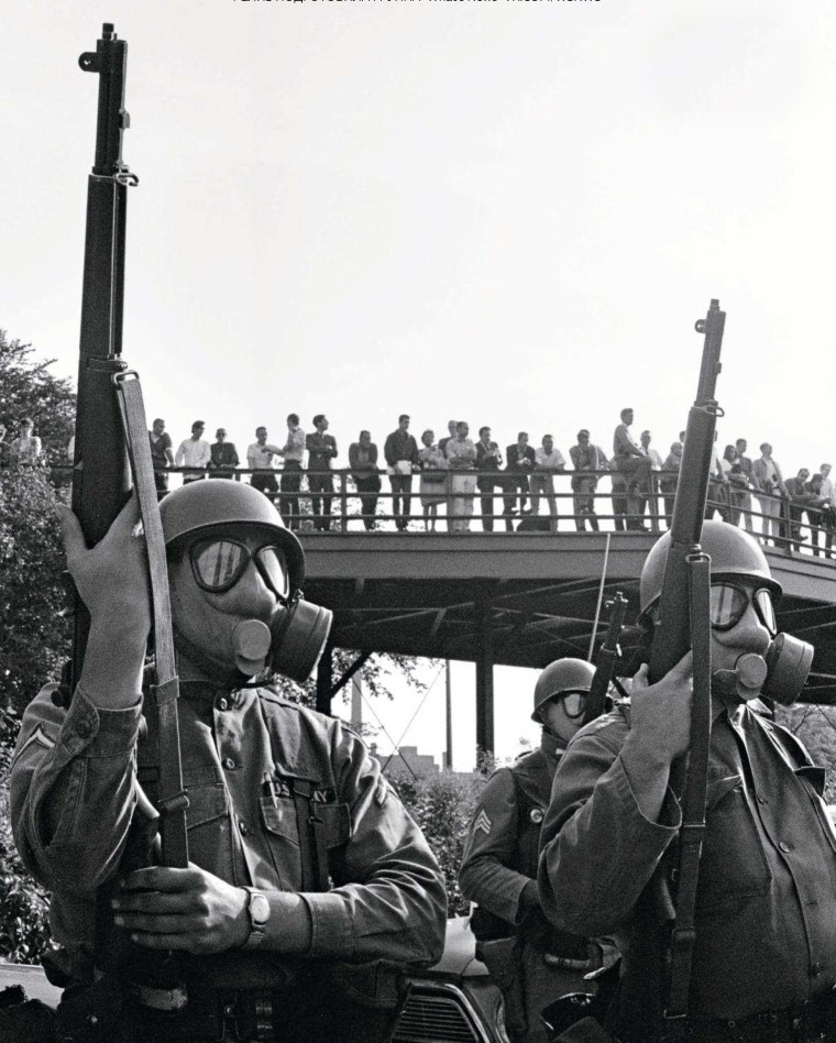 National Guard in Grant Park, Chicago. 1968. vintage