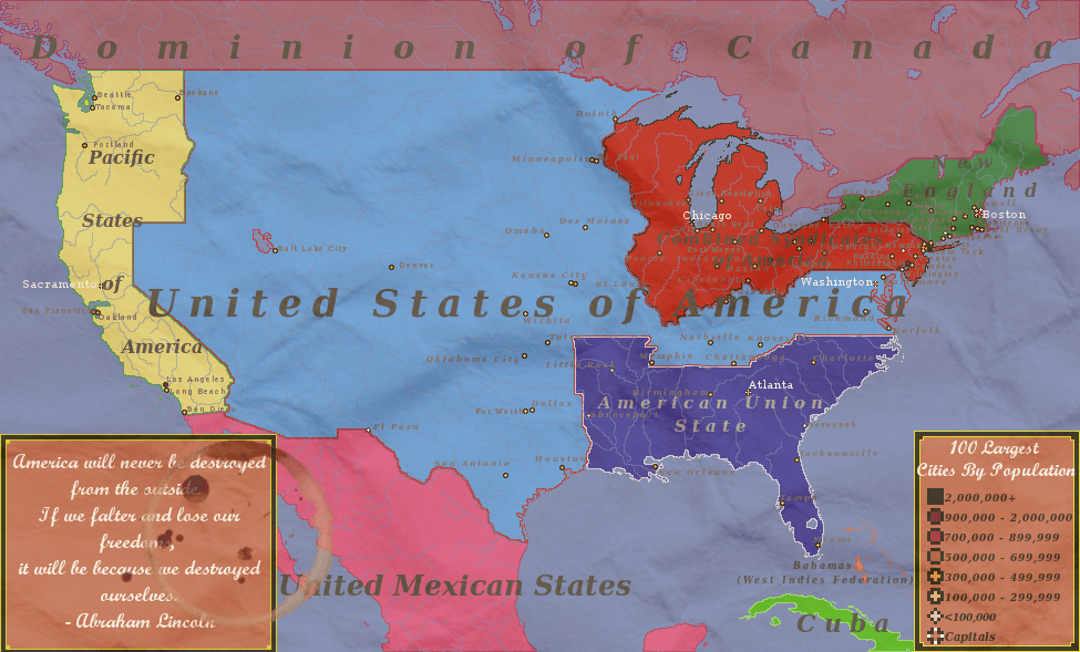 A House Divided A map I made of the US just before the Second American