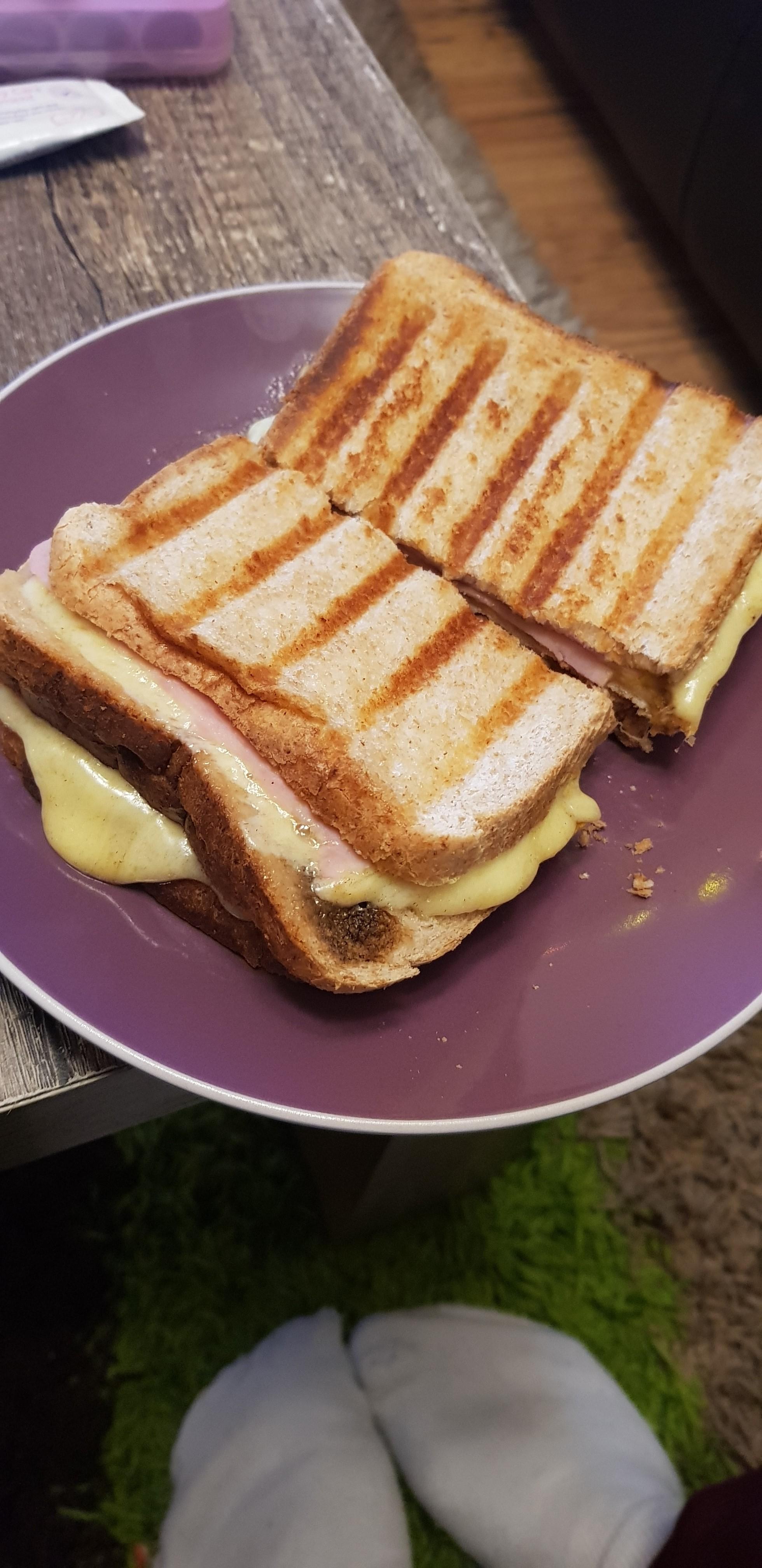 Grilled Cheese, Mustard, Honey Roast Ham and Worcestershire Sauce. What
