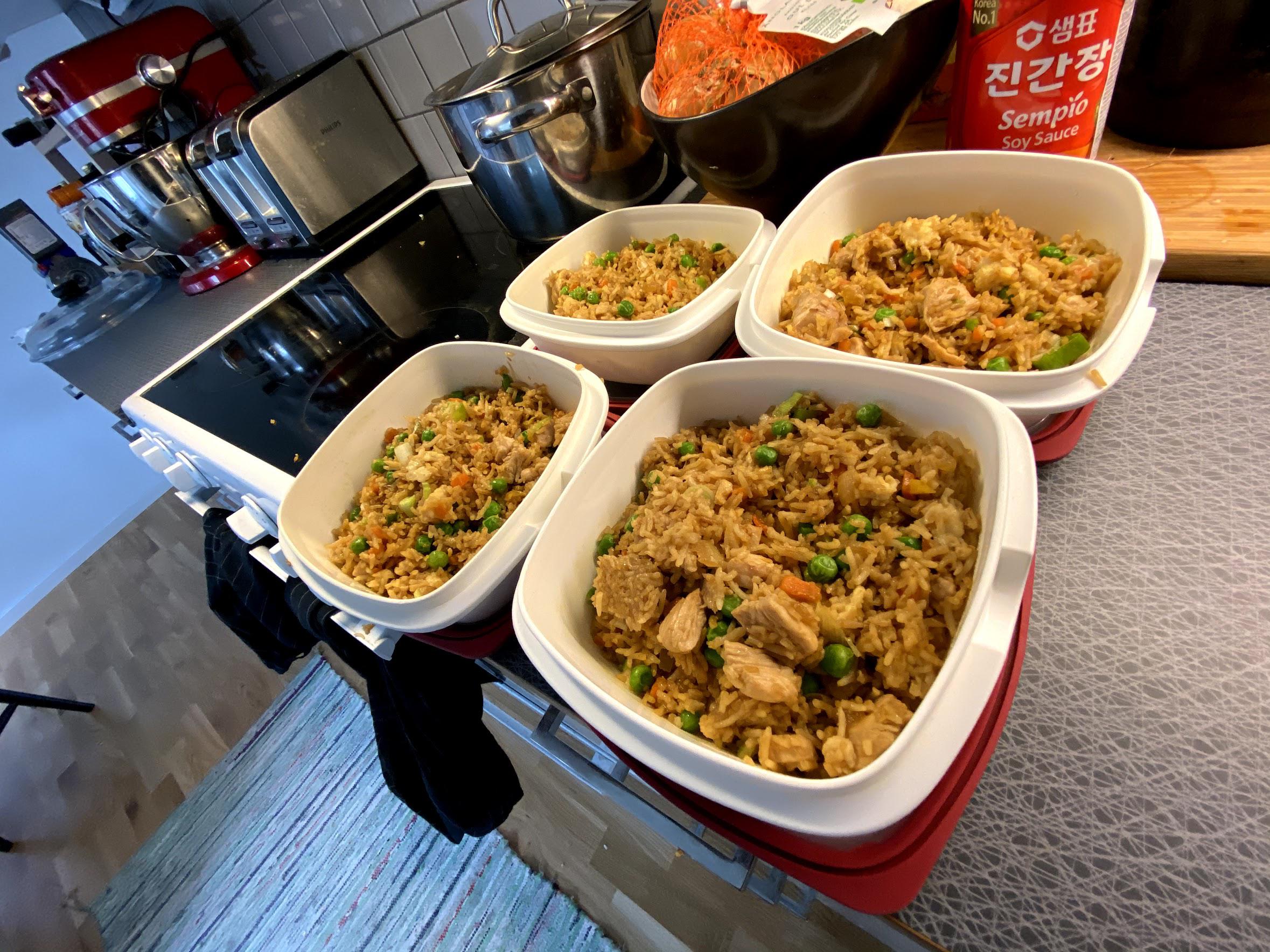 Had lots of leftover rice in the fridge and decided to make Chicken