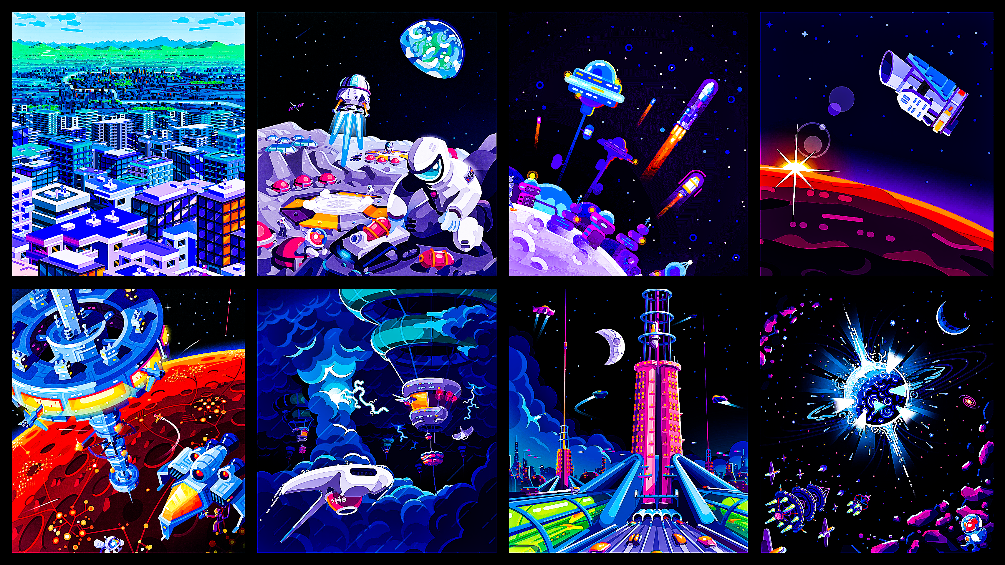 I made a Kurzgesagt wallpaper from various images pulled from their social media handles