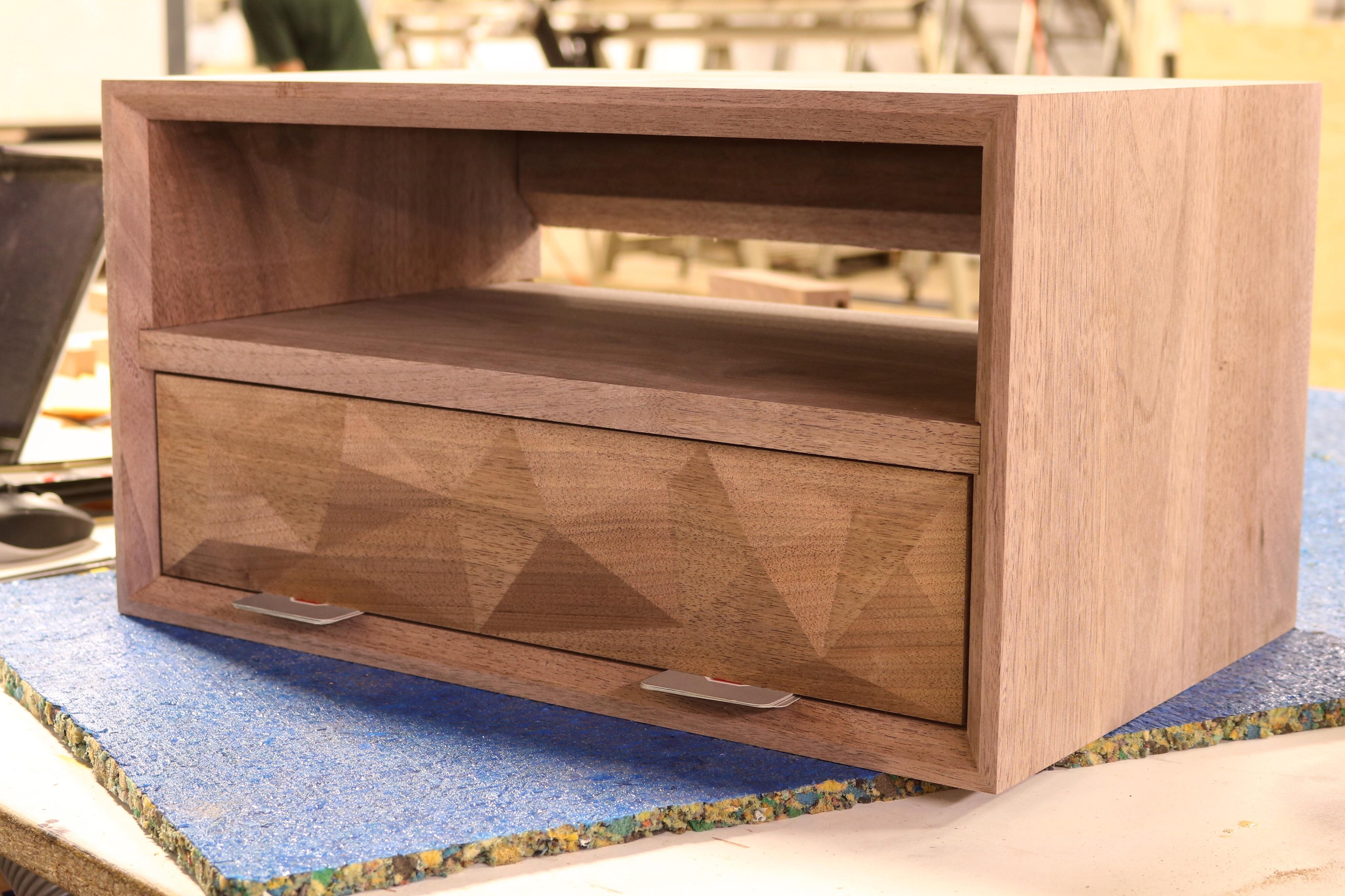A floating nightstand I’m working on. Solid walnut and hung by a French