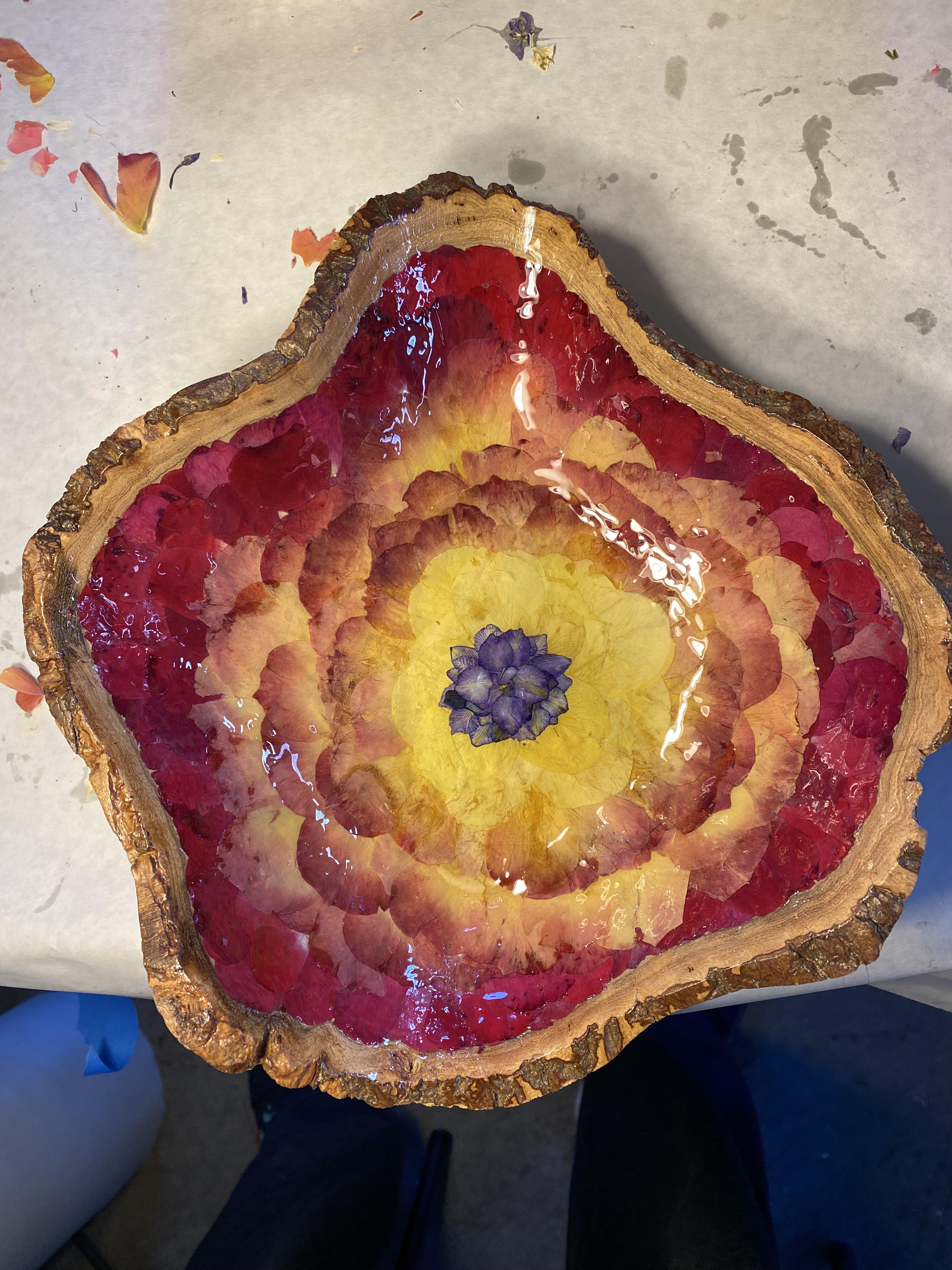 Work in progress, I use real flower petals and Ecopoxy (bio based epoxy