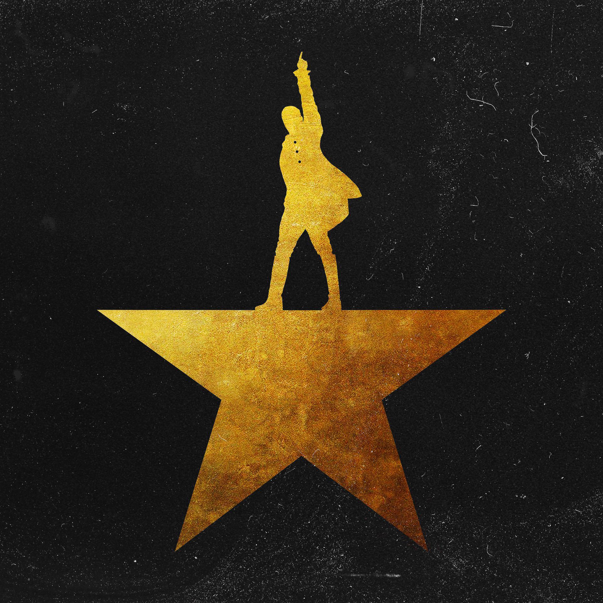 A clean mashup of both Hamilton album covers with a little film grain