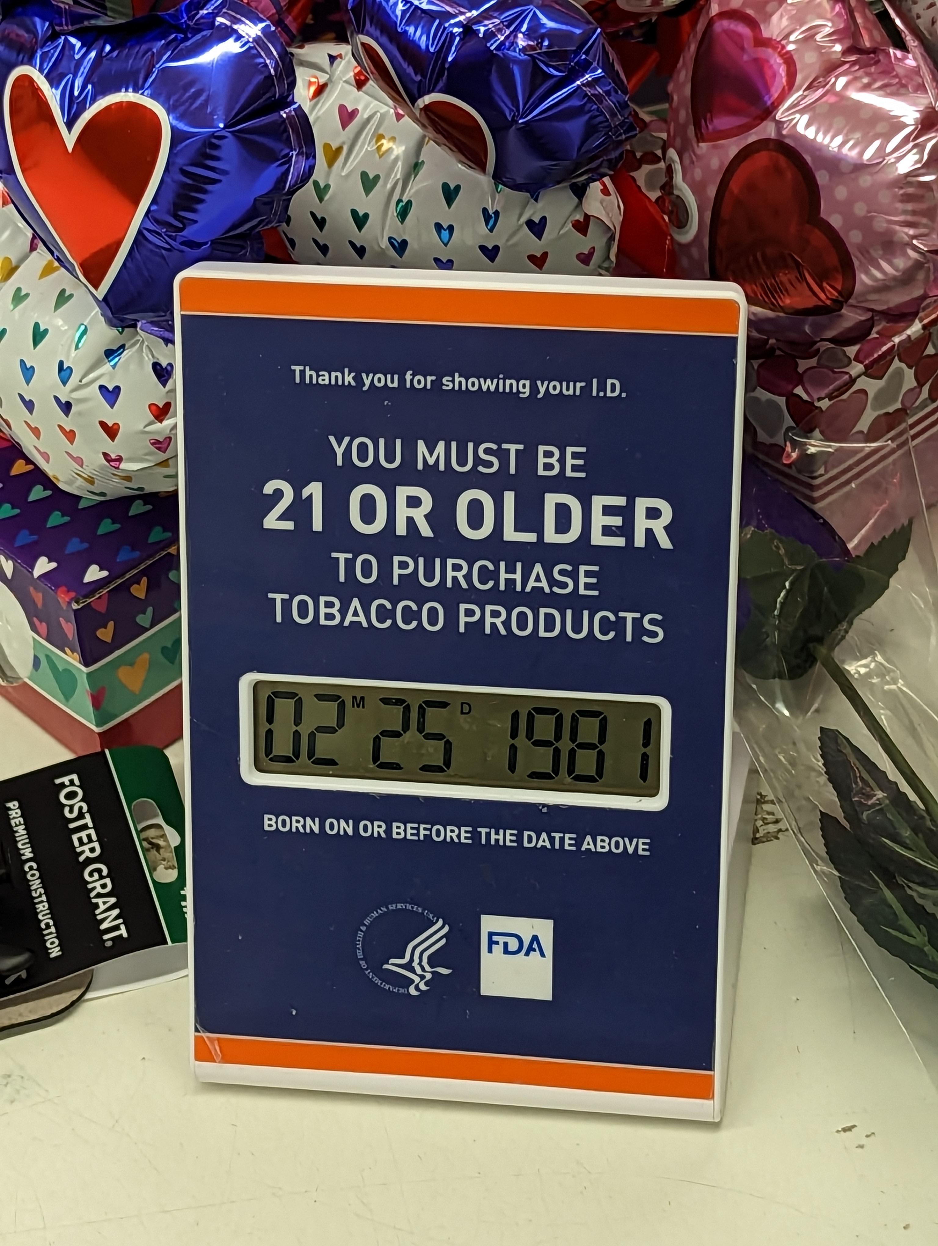 The alcohol age counter at this Walgreens stopped counting 21 years ago