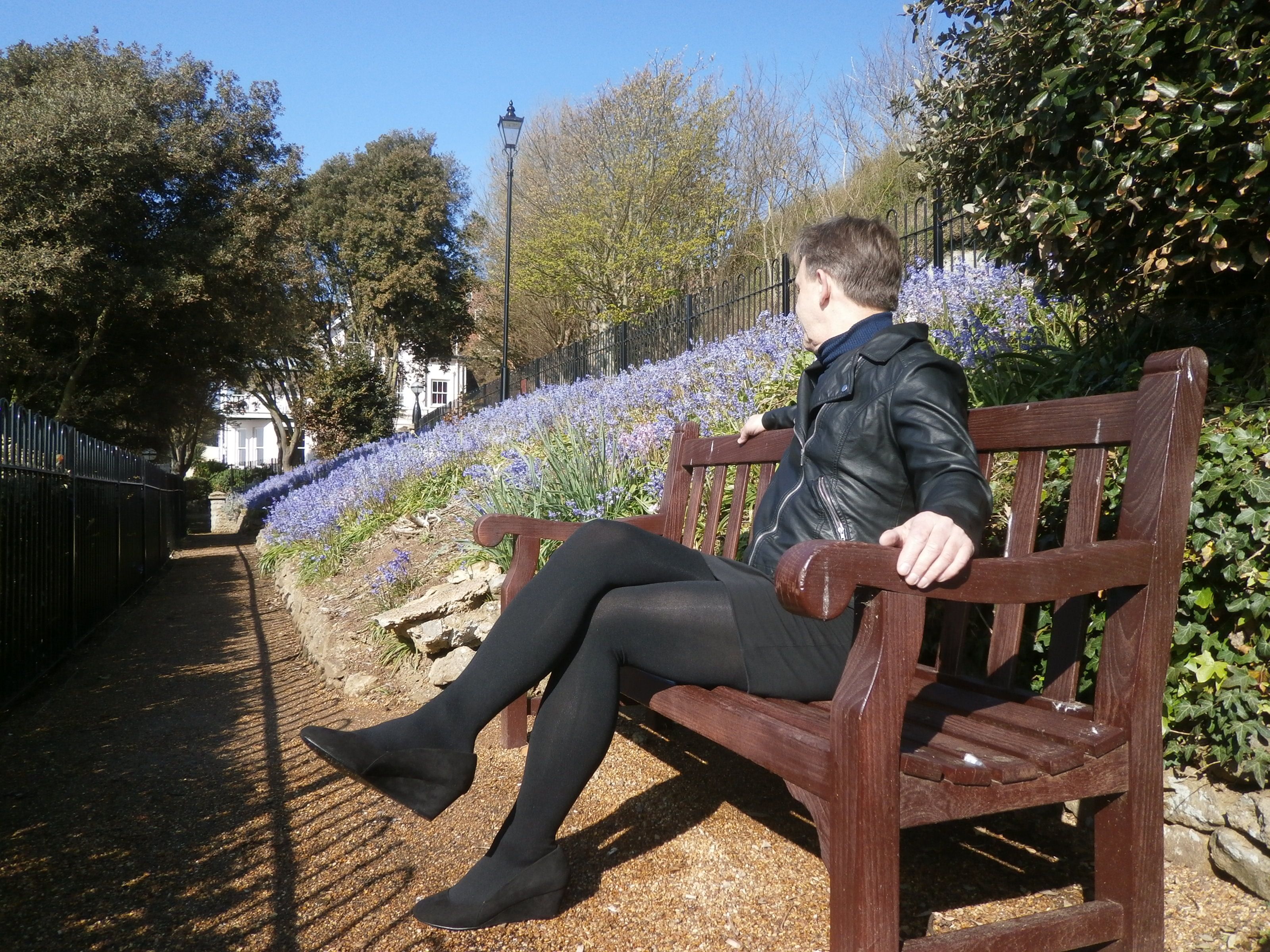 Guys are claiming back opaque tights as a fashion item. Model here is