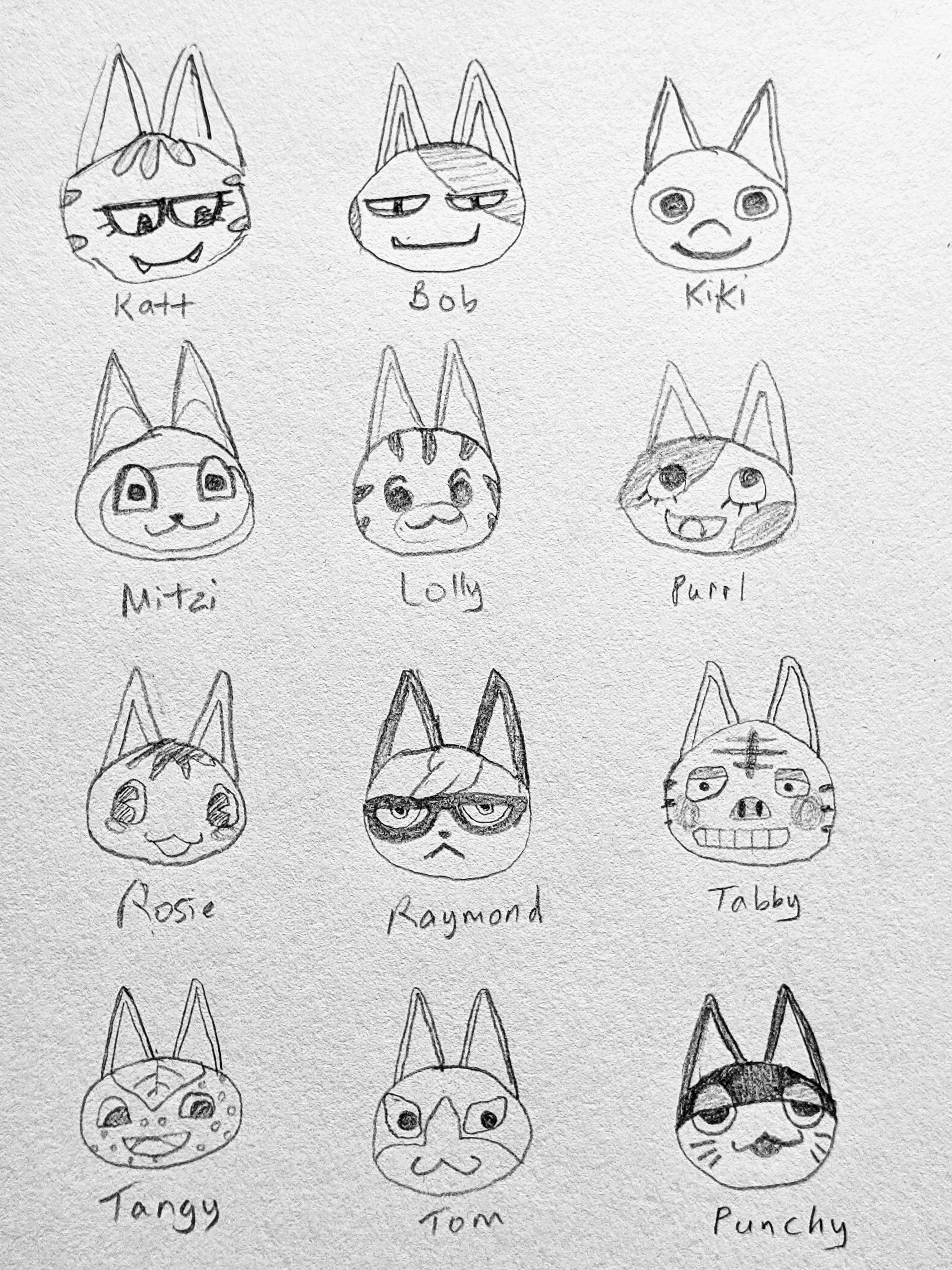 🐱Quick pencil sketch of cat villagers🐱 r/AnimalCrossing