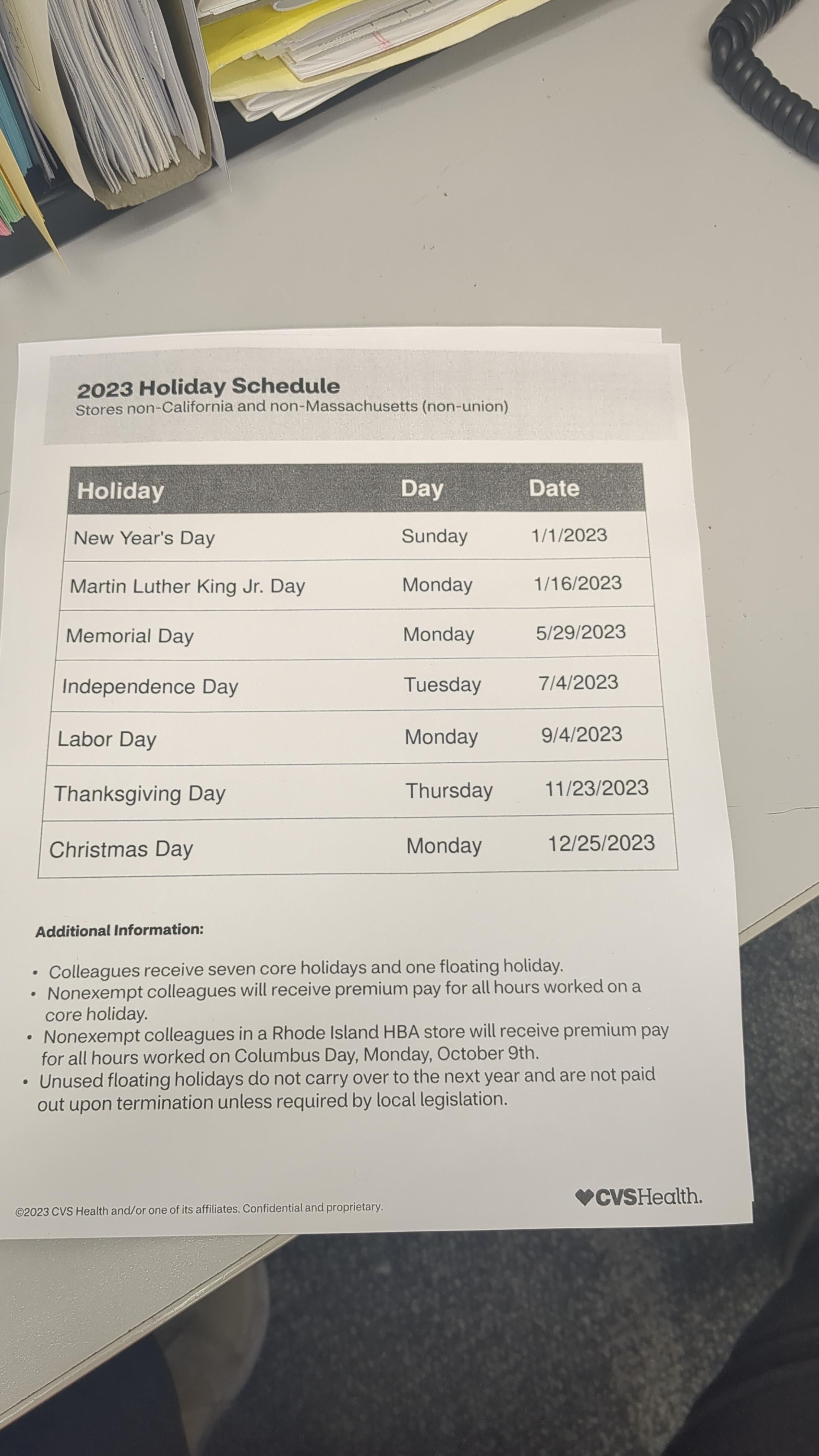 Holiday Pay Rcvs