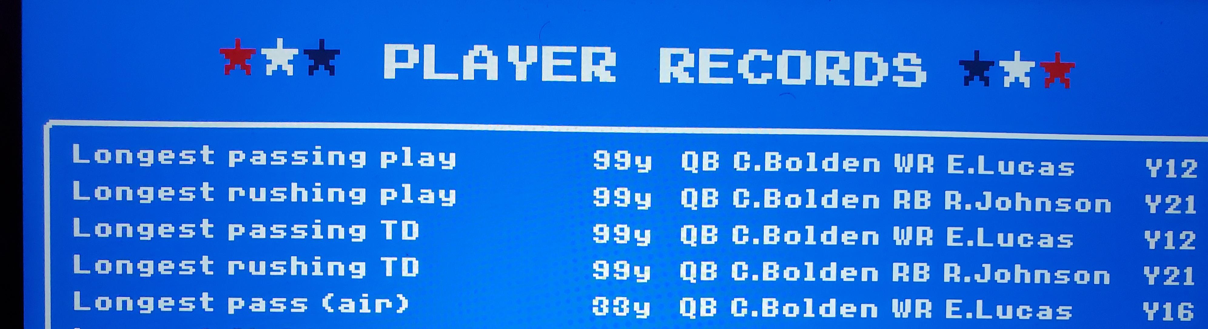 My QB at this time was maxed out, but the longest pass in air was only