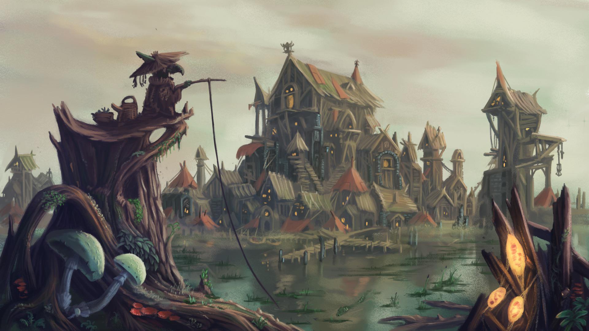 Swamp town, by me r/ImaginaryVillages