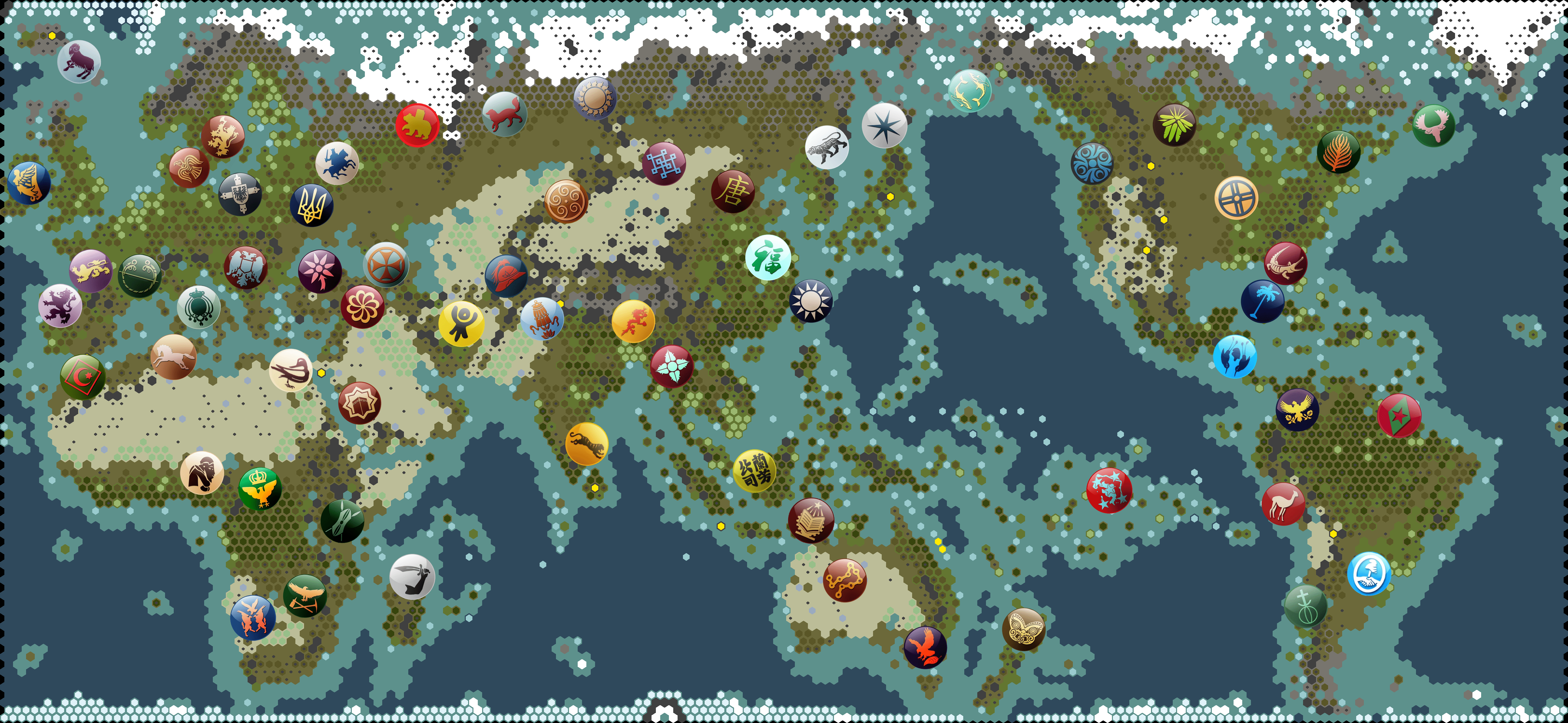 All 24 Civs On Massive Earth Map Episode 3 Map of all the civs that will compete in the Lefon Royale! Lefon_Royale