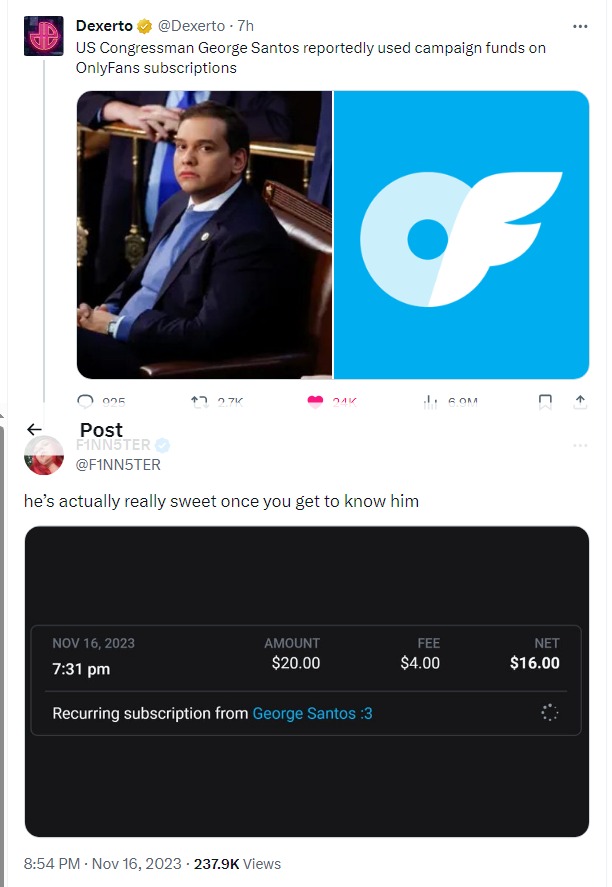 Can F1NN5TER confirm if disgraced congressman Santos really is