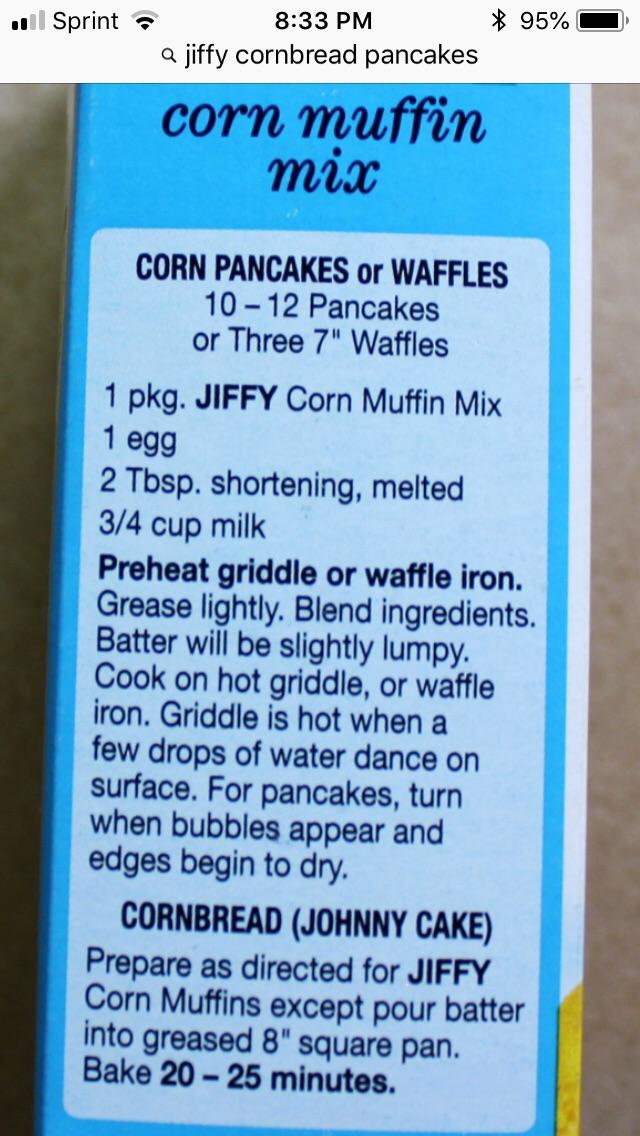 Jiffy Cornbread Directions On Box