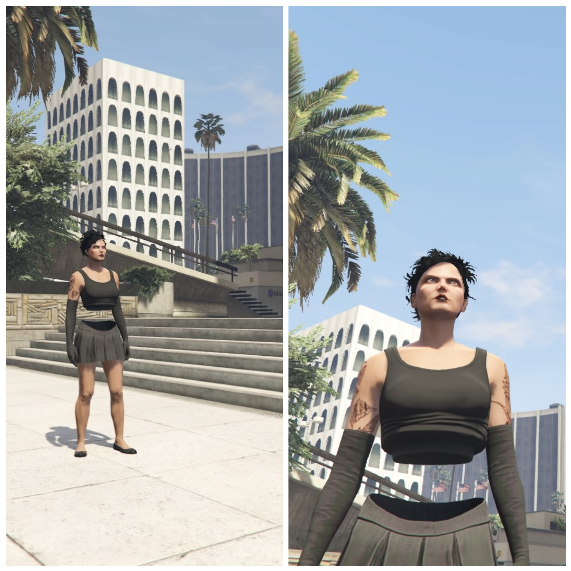 And this is how it looks with other outfits. The gloves disappear after