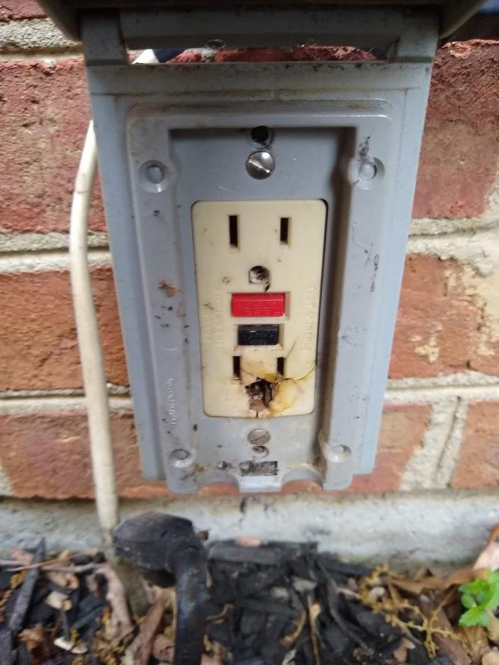 What would cause the ground wire to burn/melt on this GFCI? r