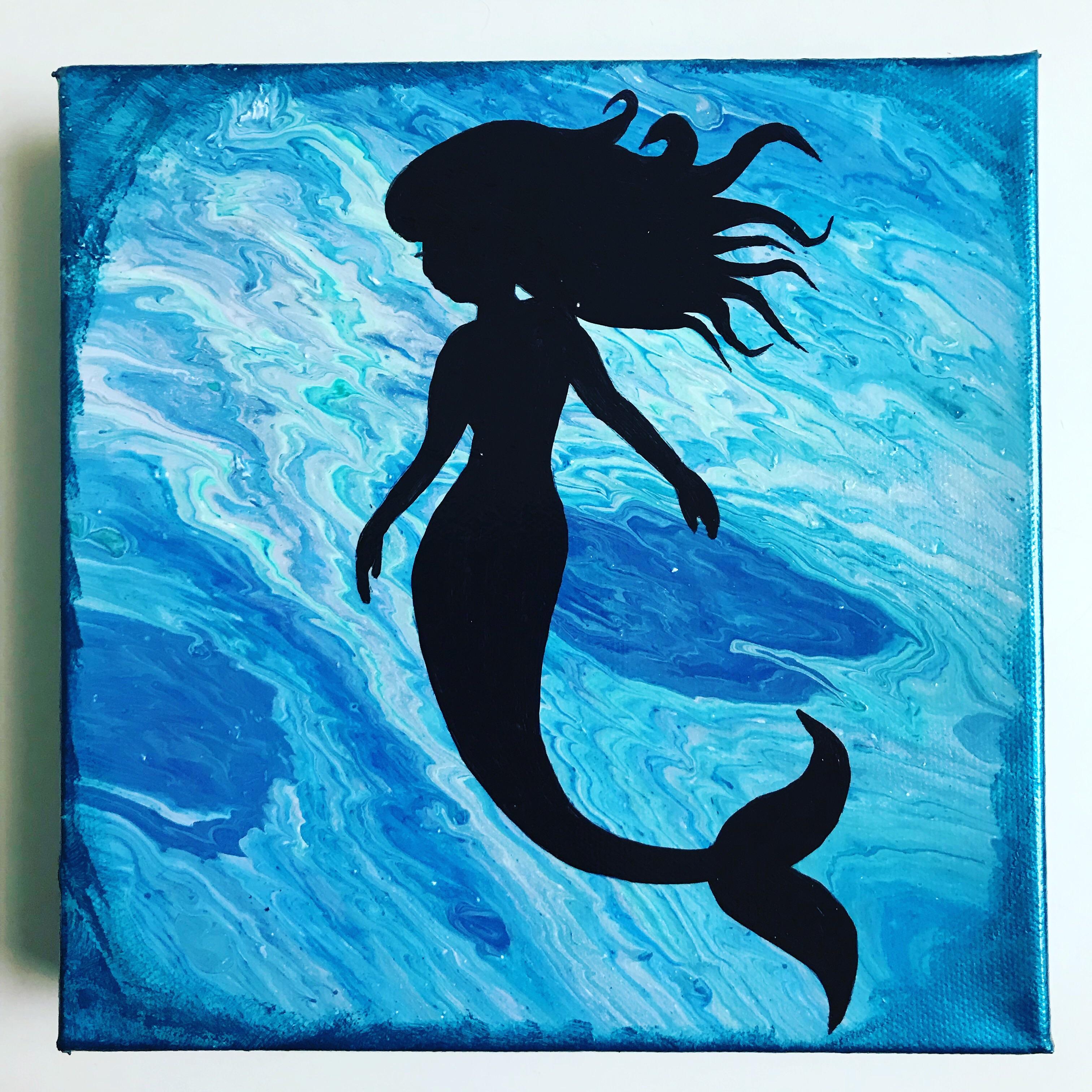 Mermaid on acrylic pour. Gallery wrap canvas. r/PourPainting
