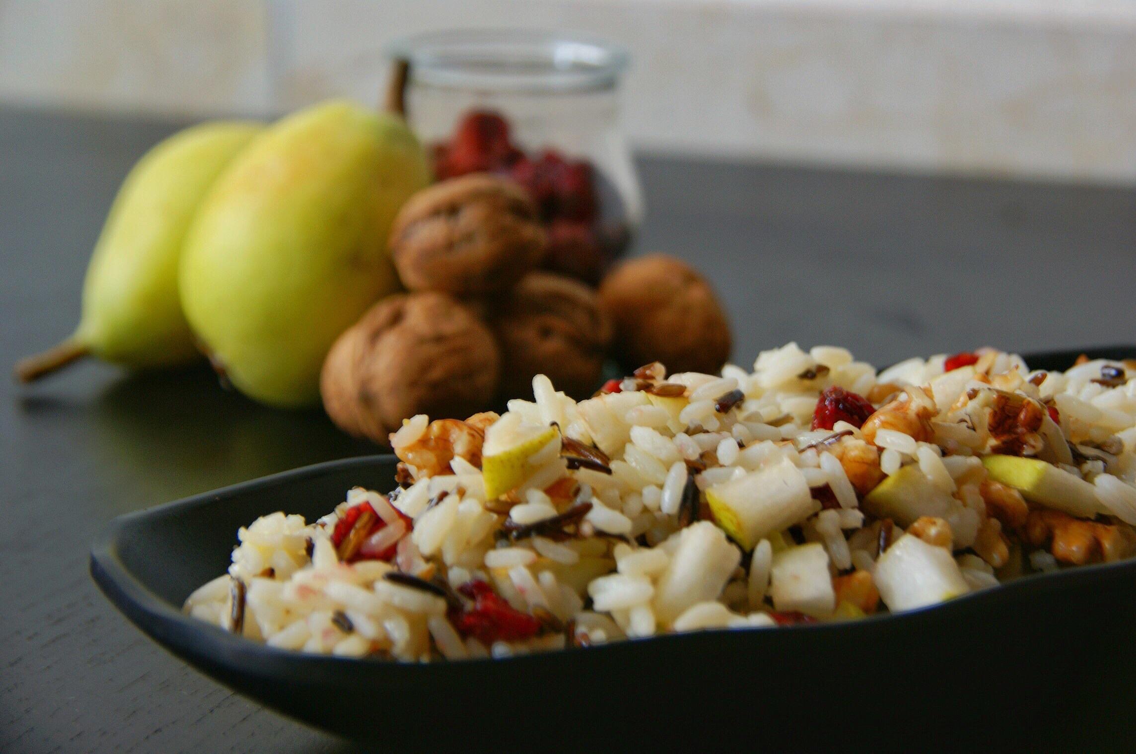 Wild rice with pear, walnuts and cranberries for lunch r/1200isplenty