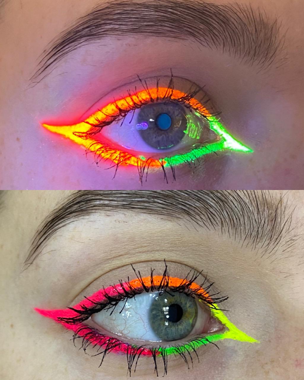 My Pride inspired eyeliner! Glows under UV light, too! r/MakeupAddiction