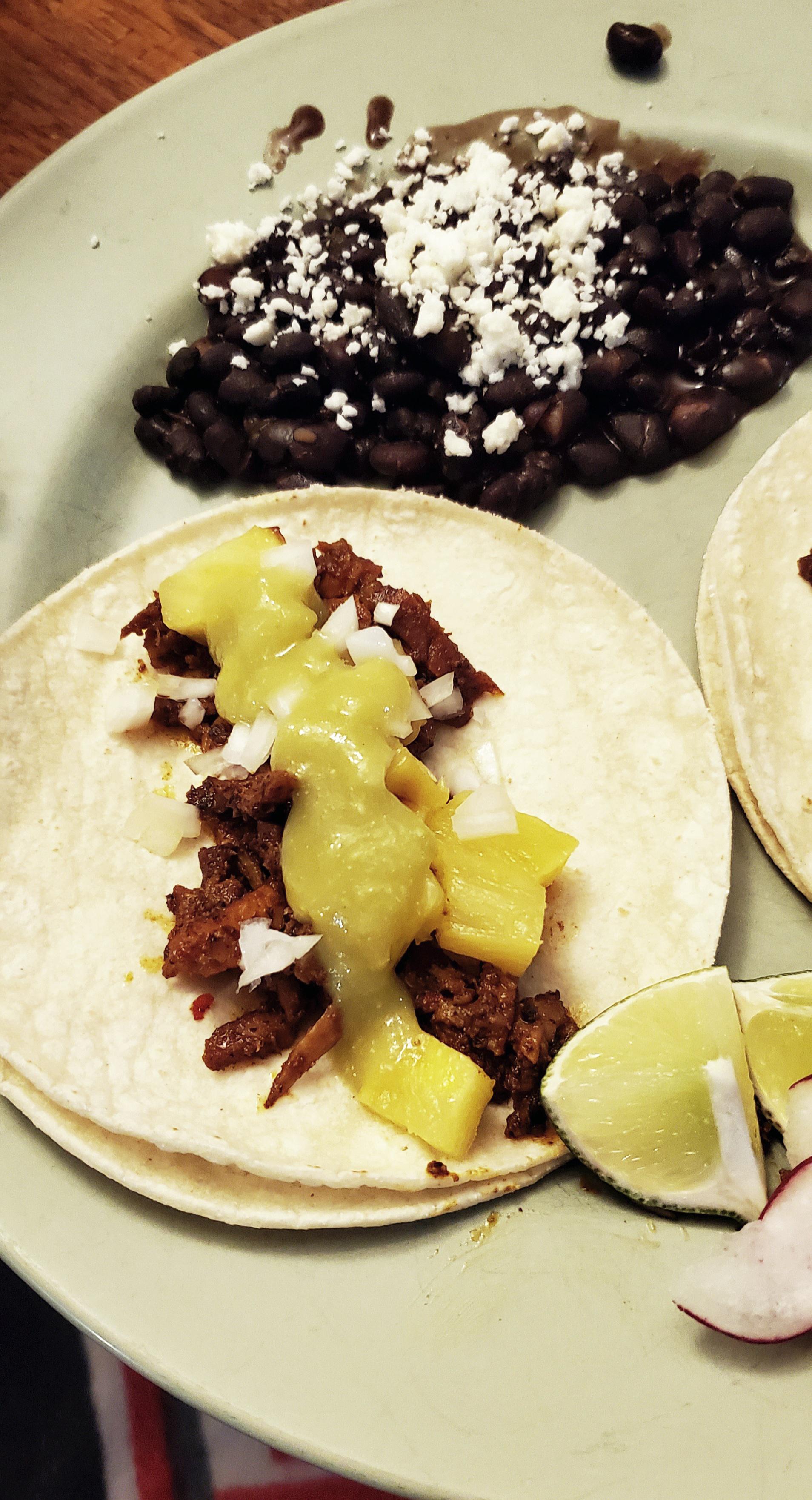 I made Kenji's tacos al pastor. Got the carnicería to slice the pork