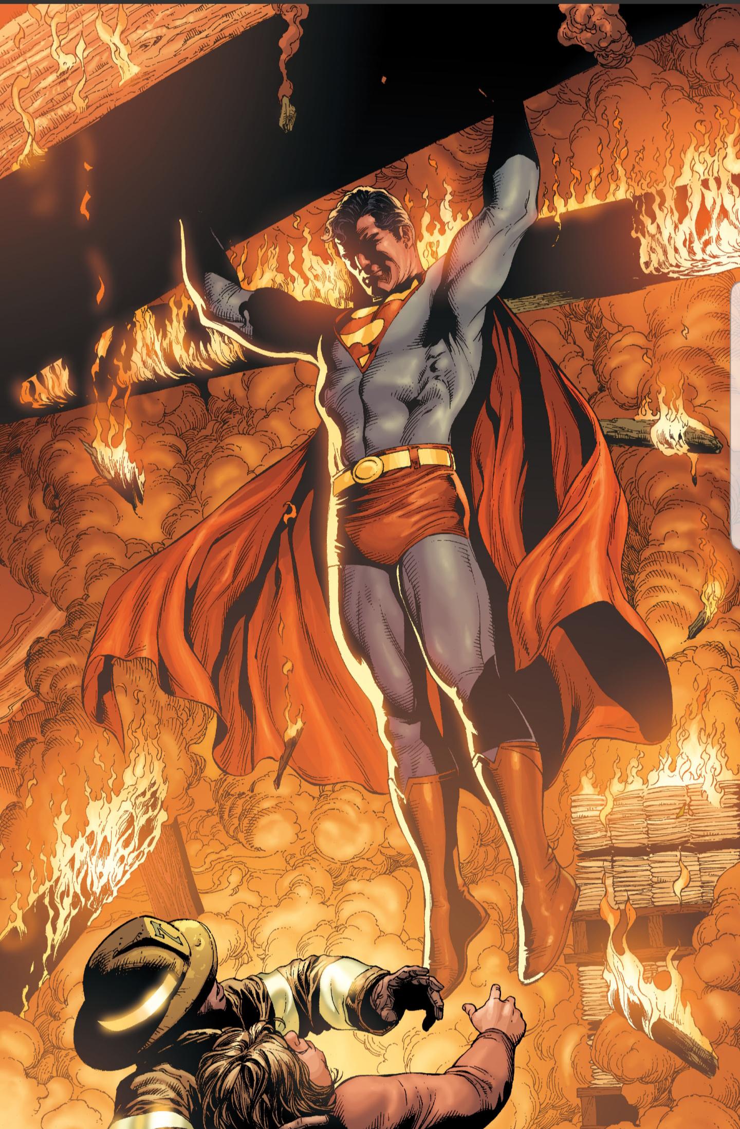 Superman Saves Firefighters! (Superman Secret Origin, pencils by Gary