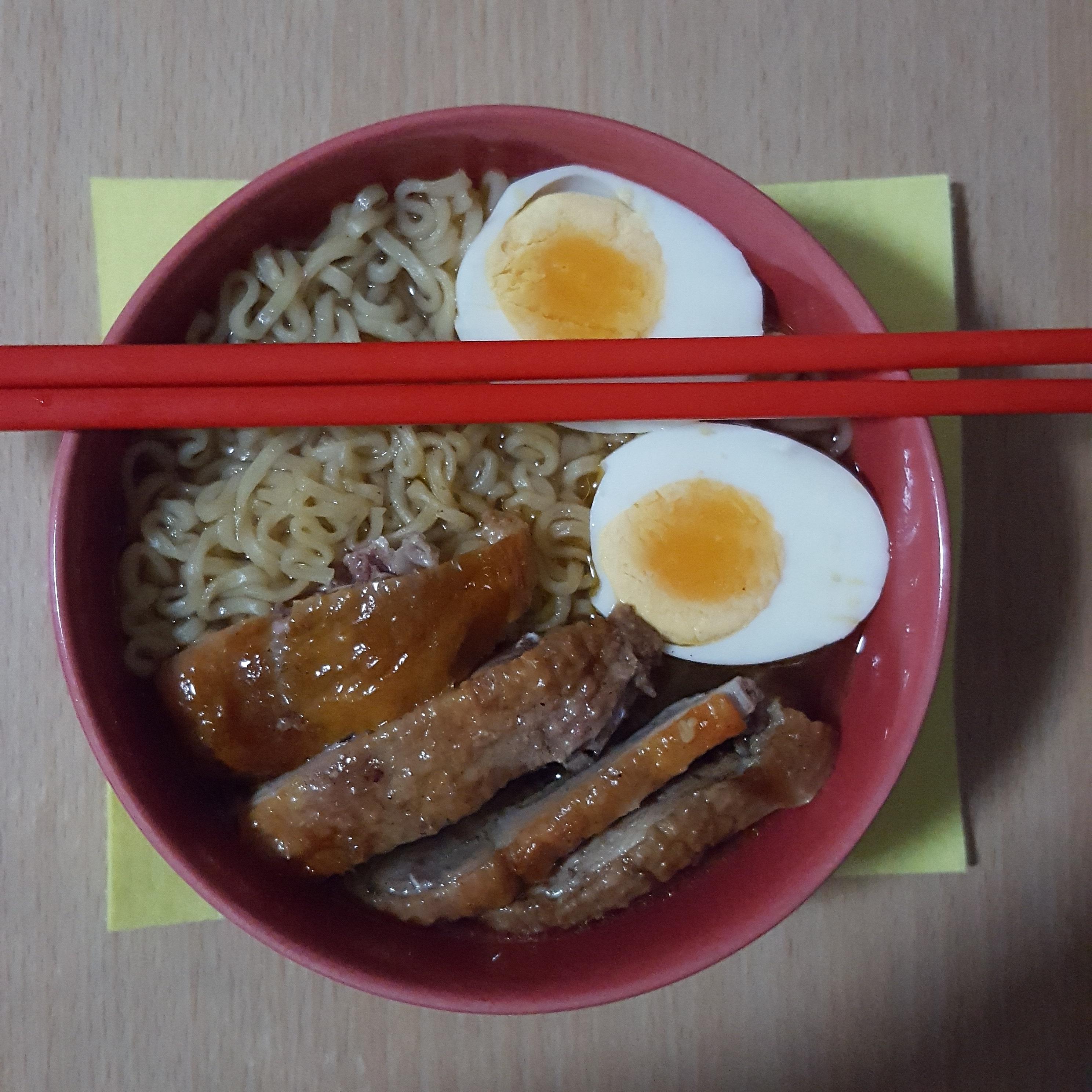 Poor man's ramen. Store bought instant ramen noodles, slightly